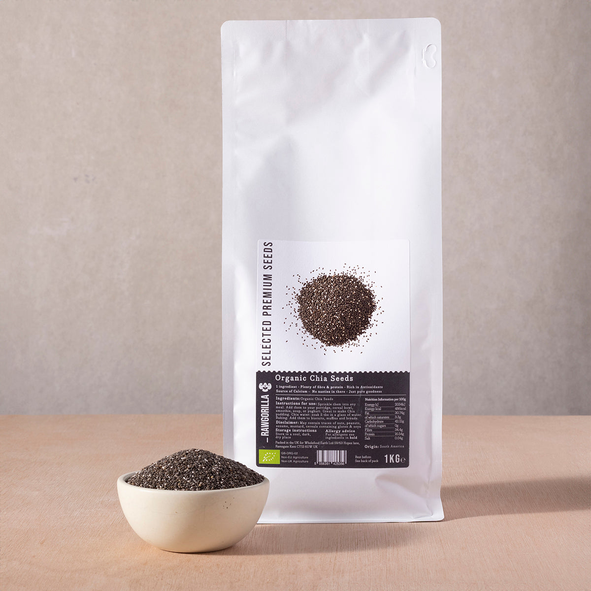 Organic Chia Seeds - RAWGORILLA - 1kg by RawGorilla | The Hackers Market