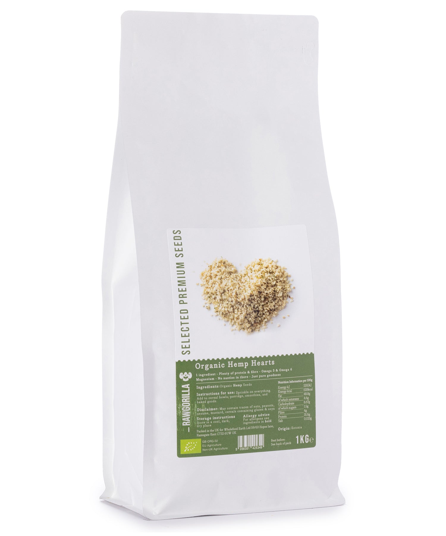 Organic Hemp Hearts - RAWGORILLA - 1kg by RawGorilla | The Hackers Market