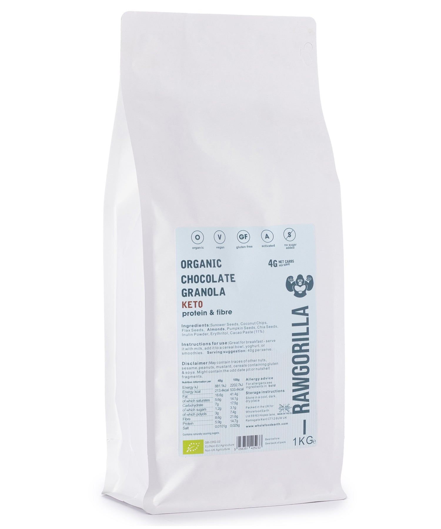 Organic Keto Chocolate Granola - RAWGORILLA - 1kg by RawGorilla | The Hackers Market