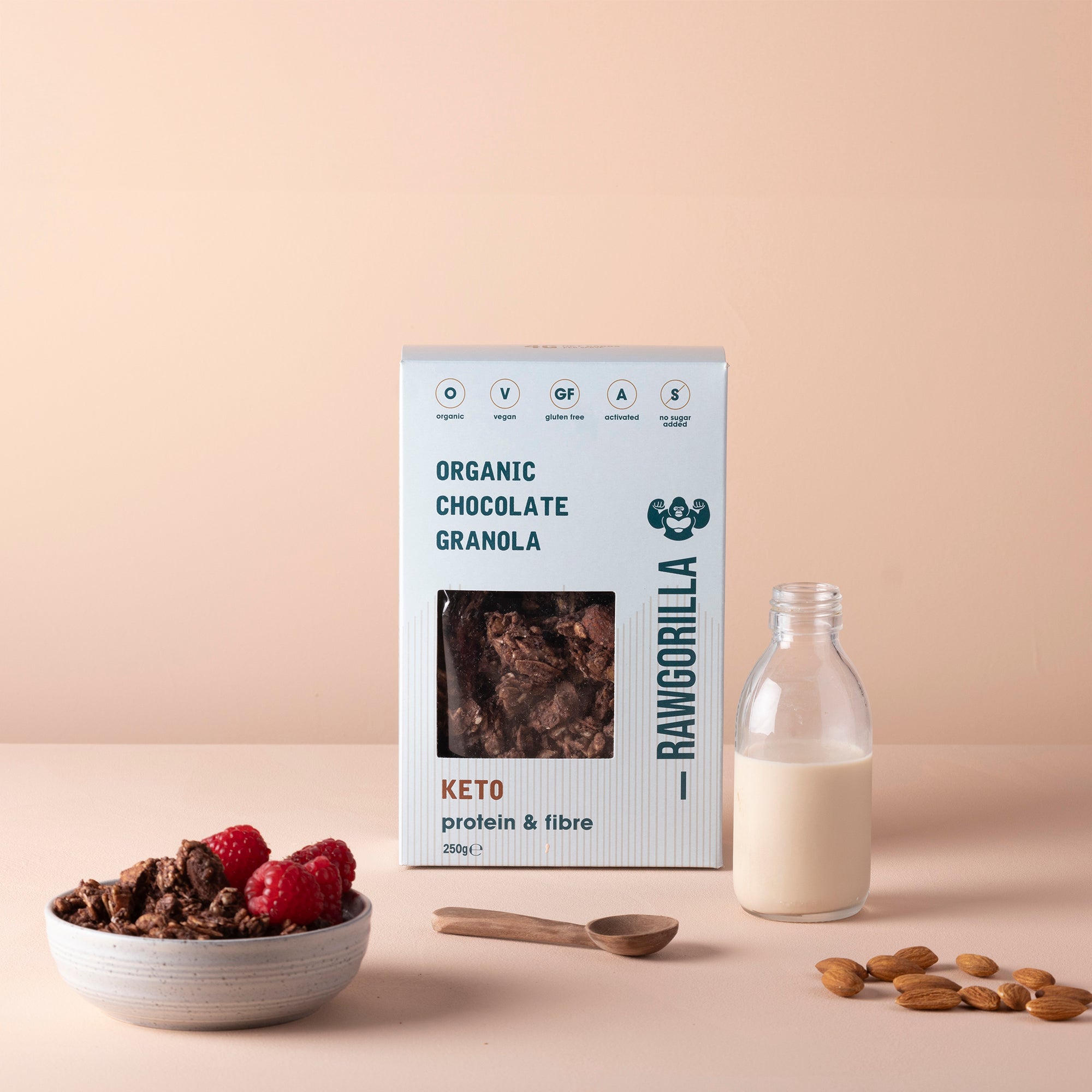 Organic Chocolate Granola Cereal Keto - 250g - RAWGORILLA by RawGorilla | The Hackers Market
