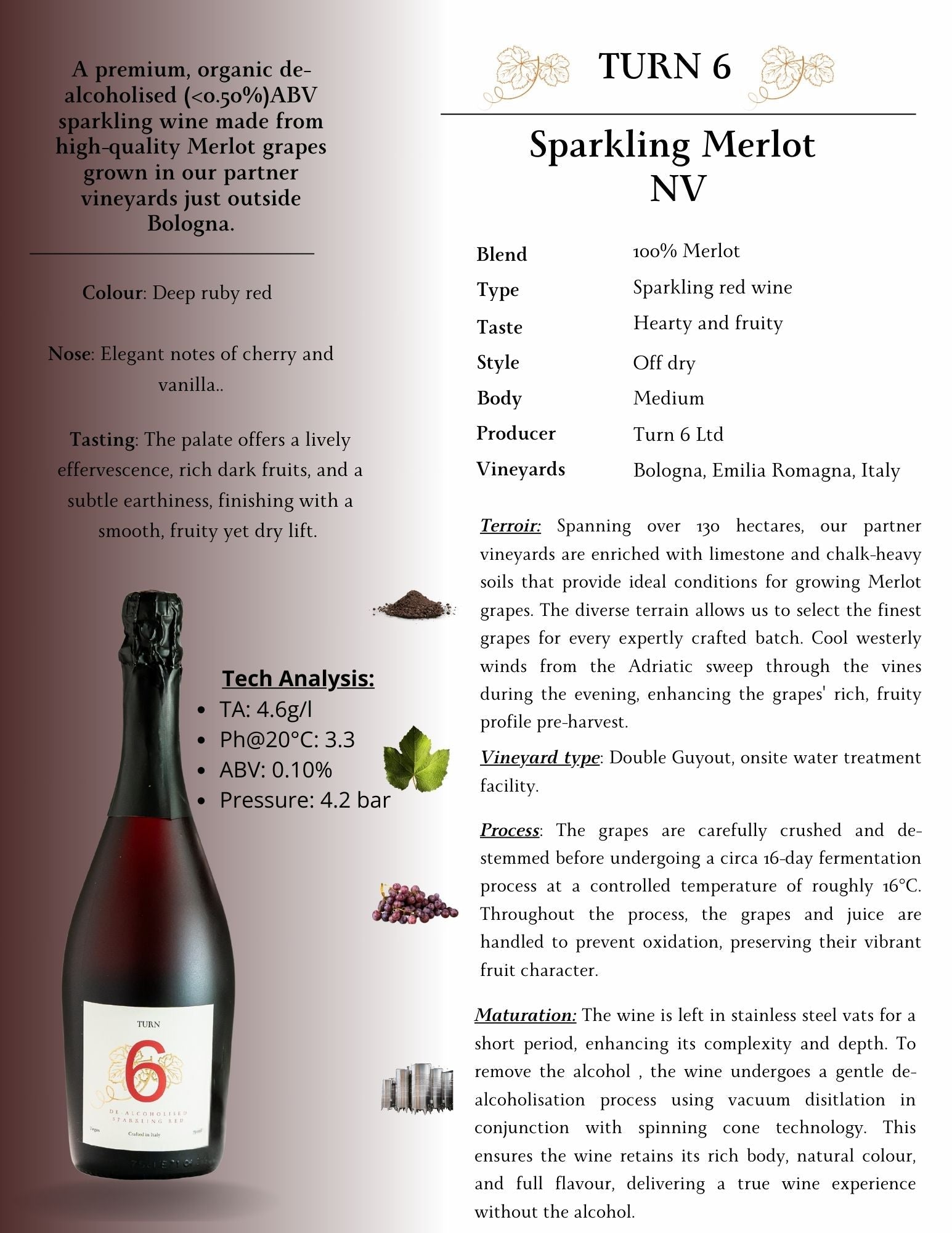 Alcohol-Free Sparkling Red Wine by Turn 6 | The Hackers Market
