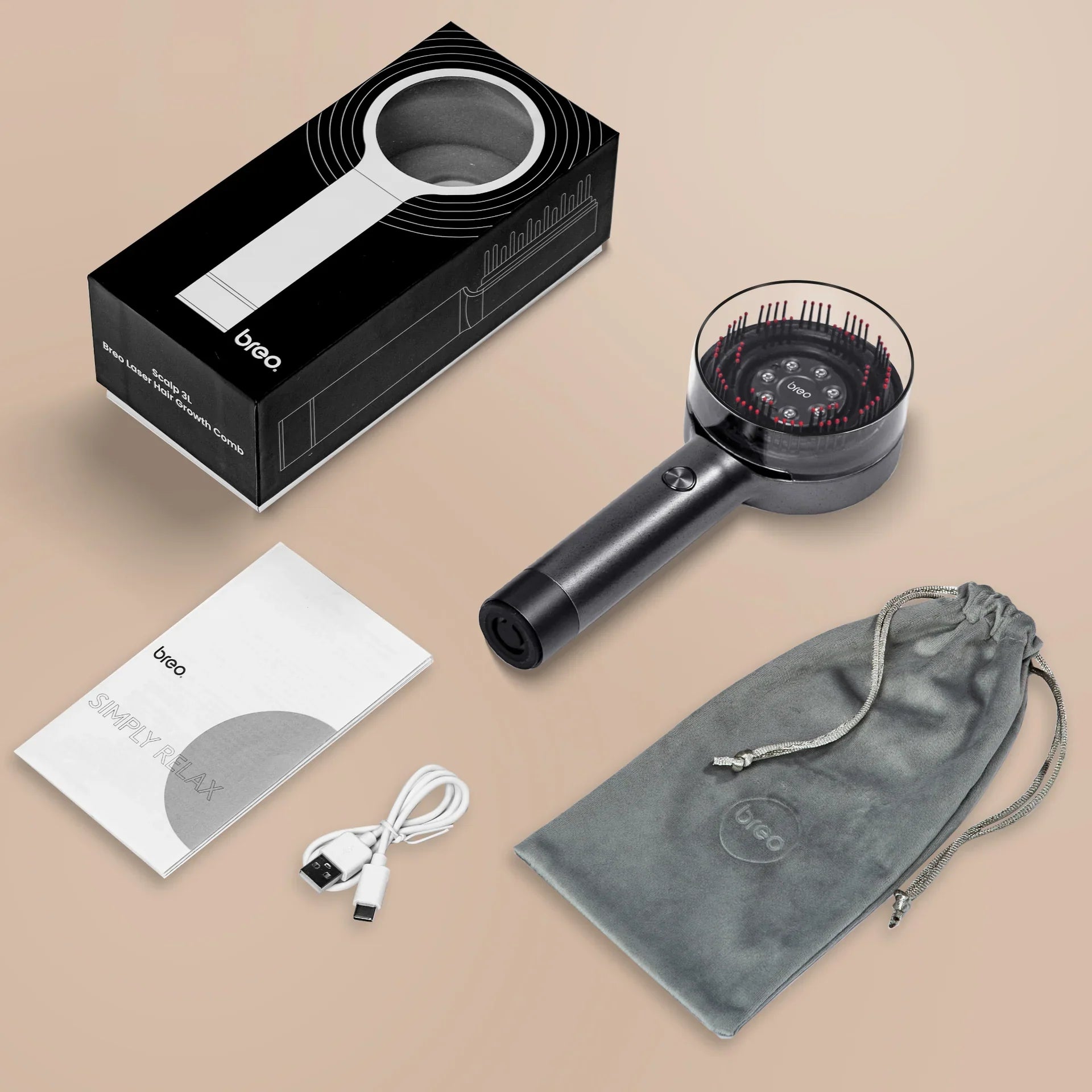 Breo LumiHeal Pro Hair Growth Massager - FDA-Cleared Low-Level Laser Therapy Scalp Massager with 72 Massage Bristles for Thinning Hair