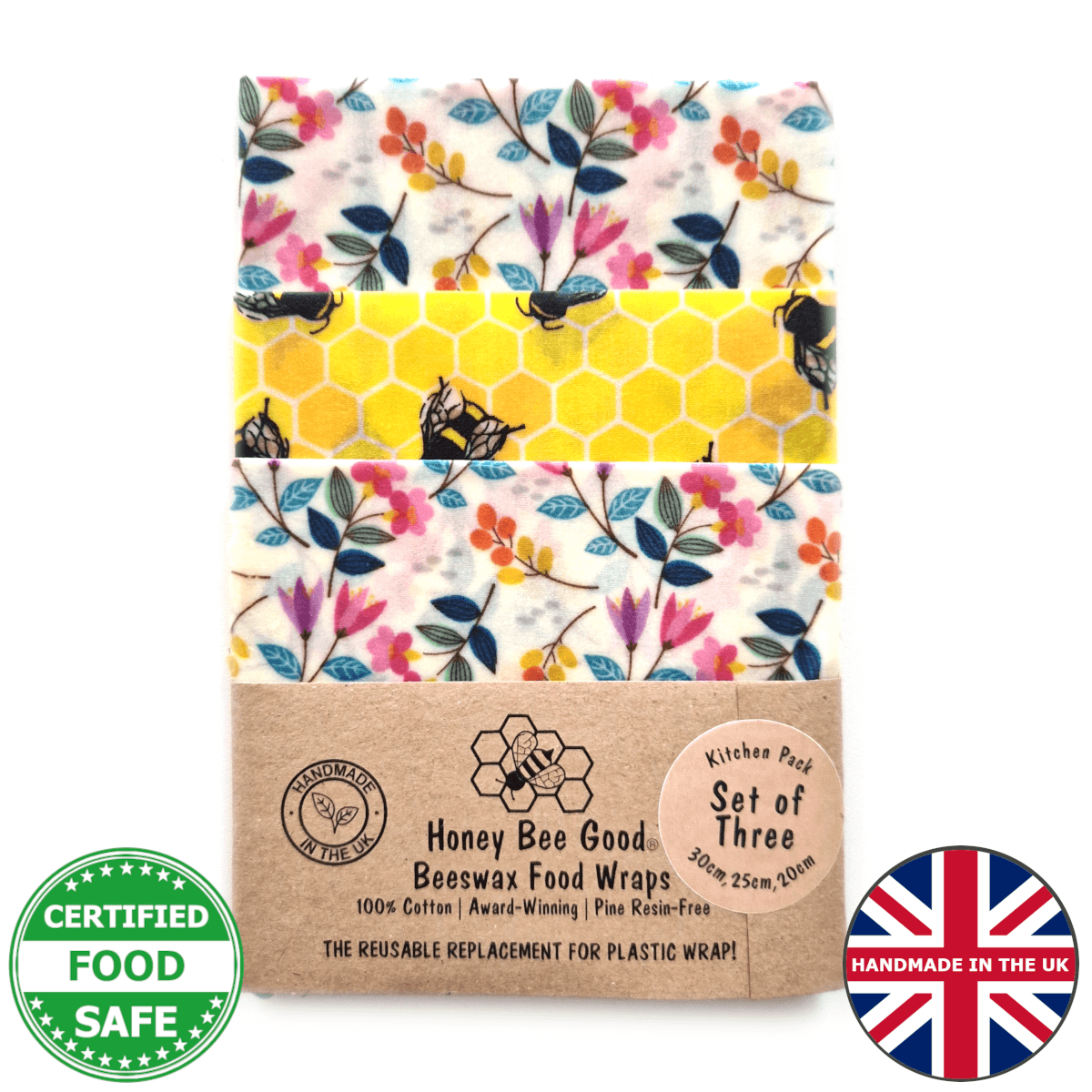 Earth Kind Set of 3 beeswax wraps | Meadow