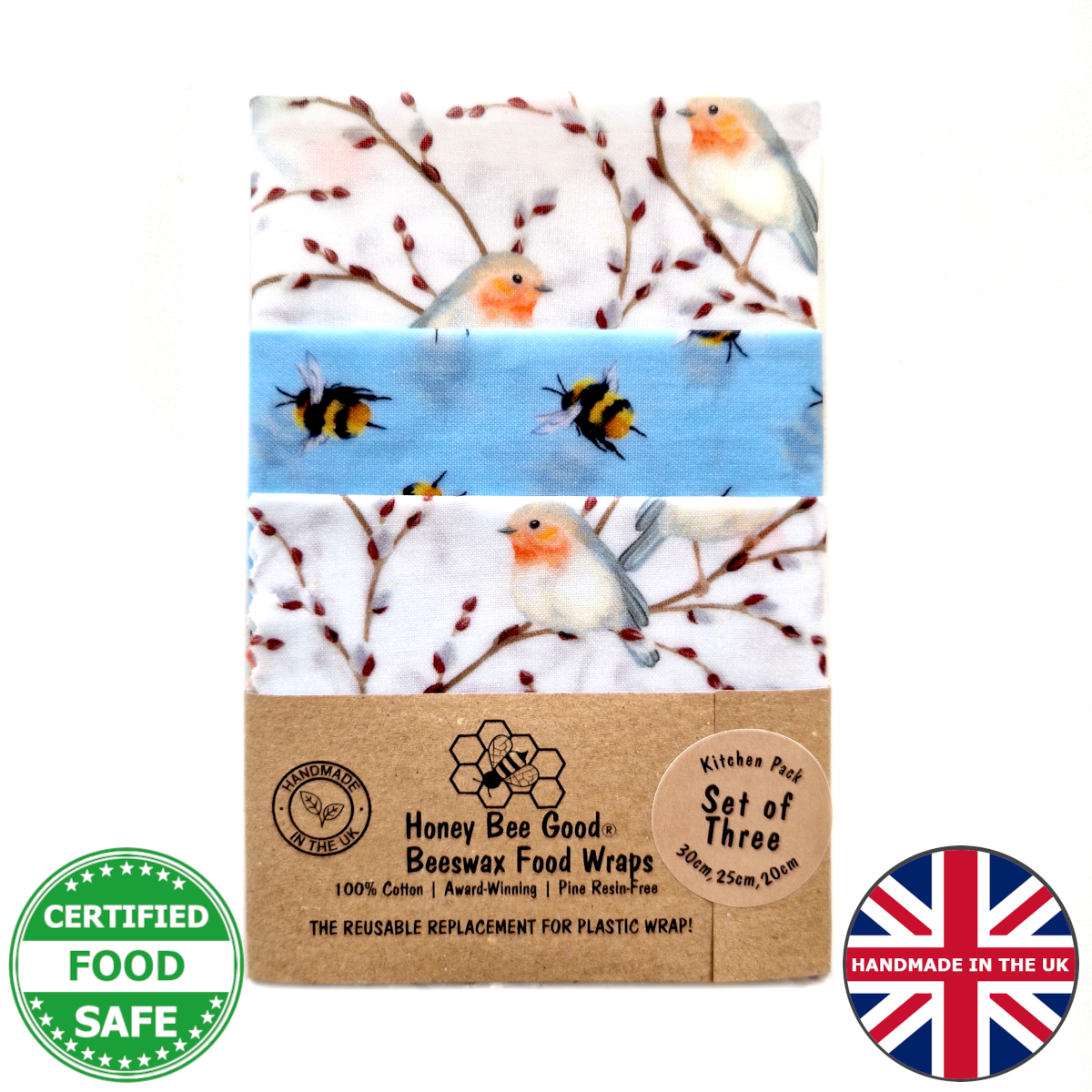 Classic Set of 3 beeswax wraps | Robins