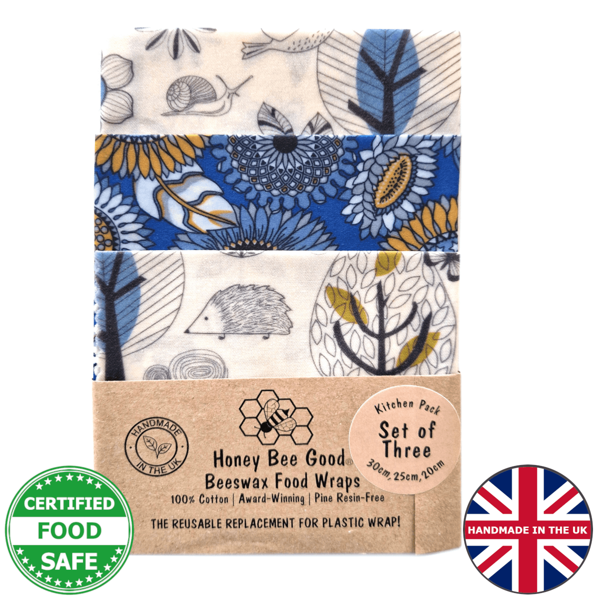 Set of 3 Handmade Beeswax Wraps | Scandi