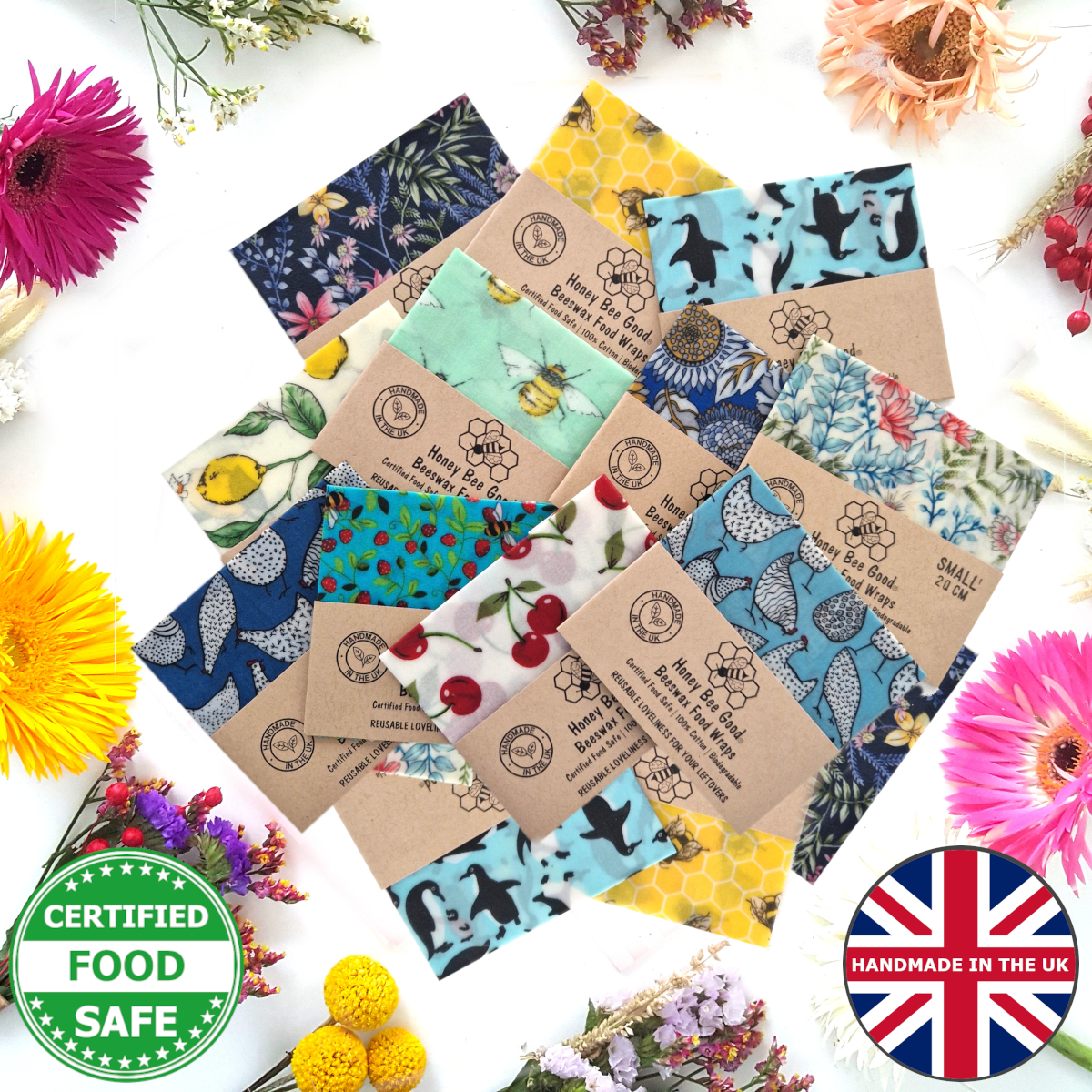 Set of 3 SMALL Beeswax Wraps: 3 x 20cm Lucky Dip