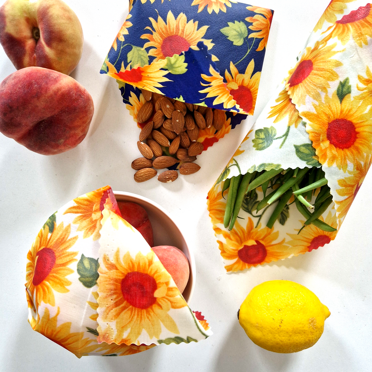 Earth Kind Set of 3 Beeswax Wraps | Sunflowers
