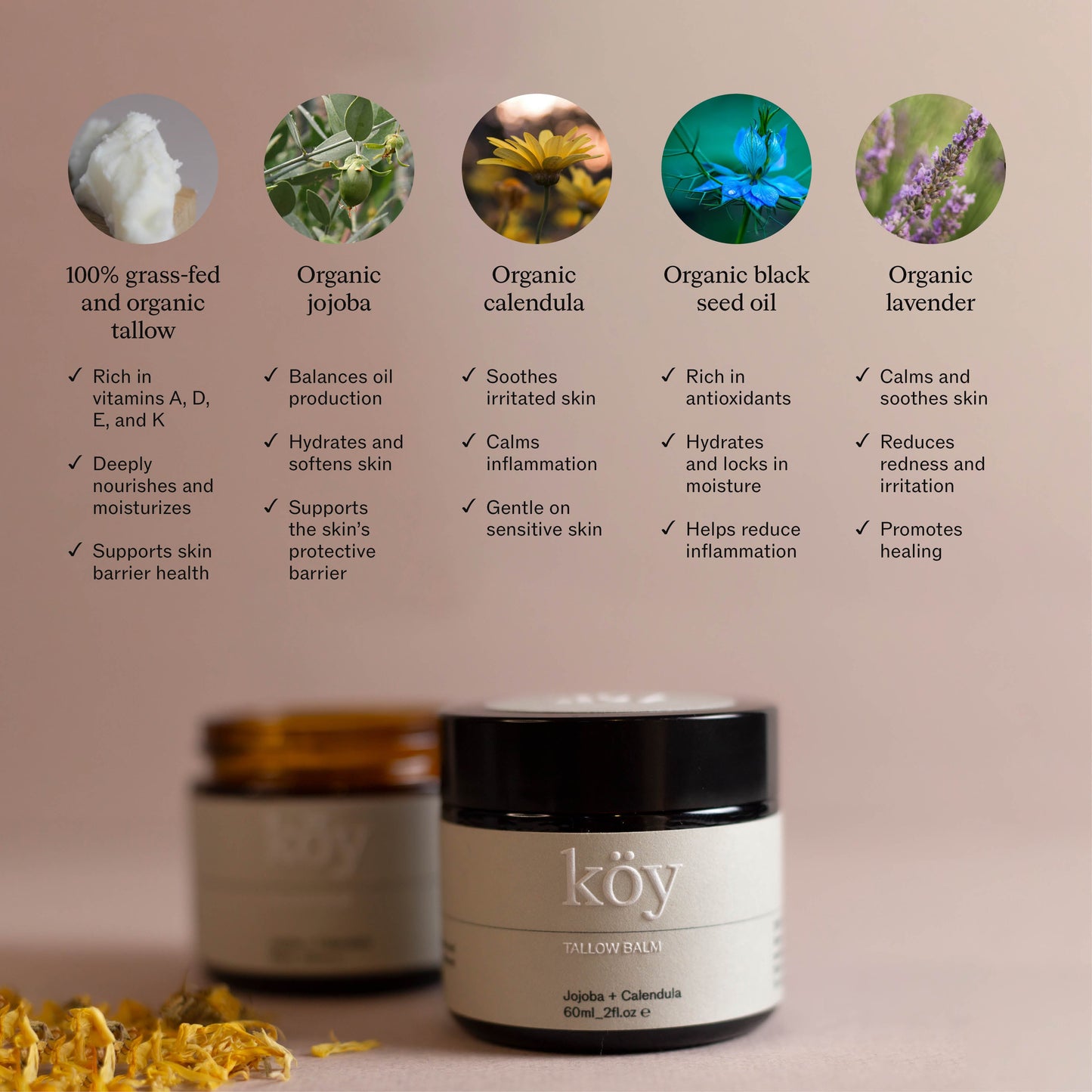 Tallow Balm with Calendula Infused Jojoba Oil