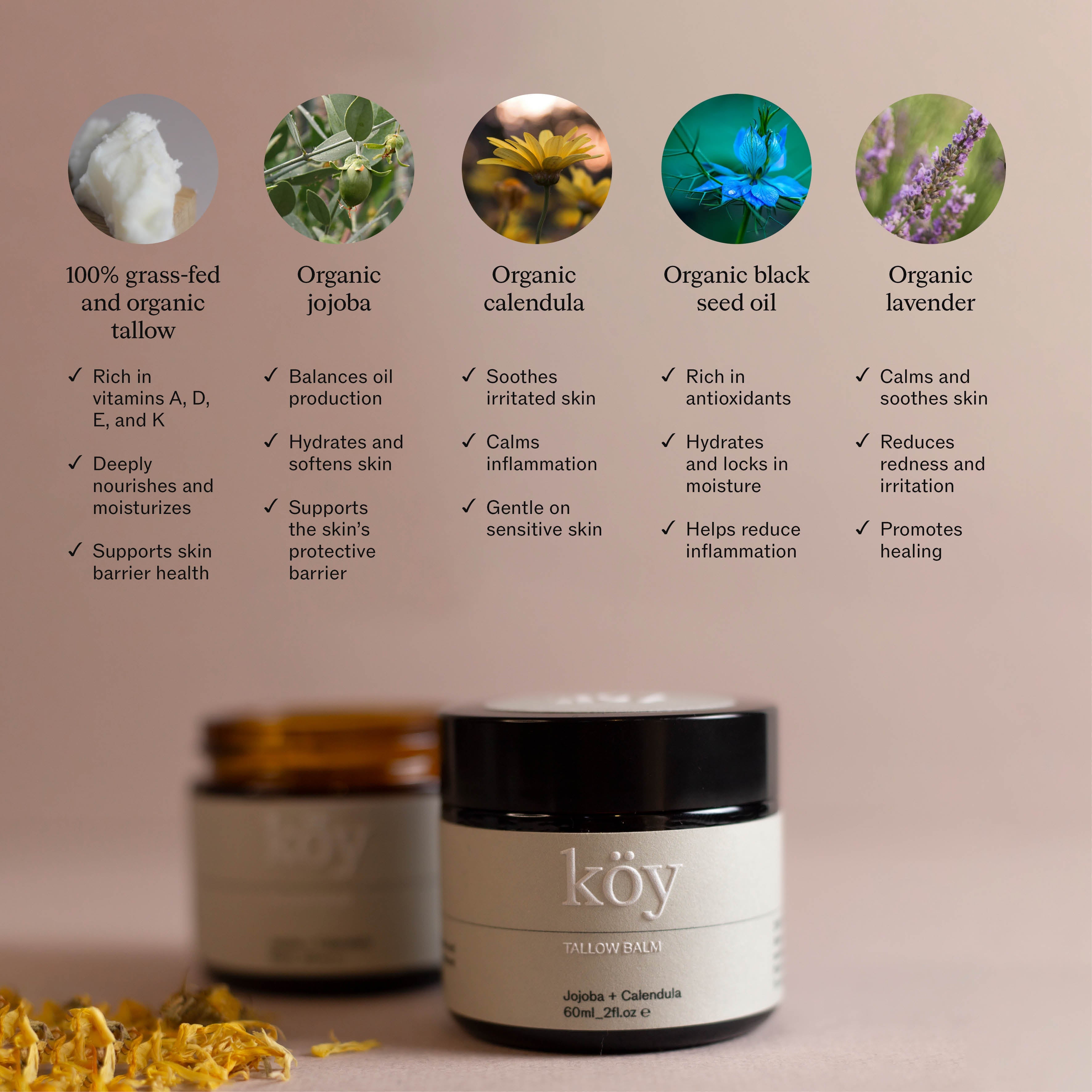 Tallow Balm with Calendula Infused Jojoba Oil