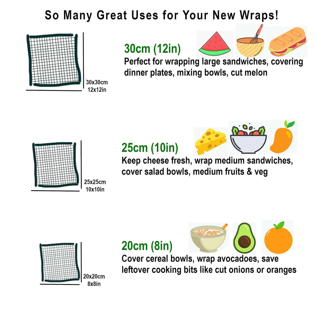 Reusable Beeswax Wraps 100% Hand Made in the UK by Honey Bee Good. Keep food fresh with no plastic.