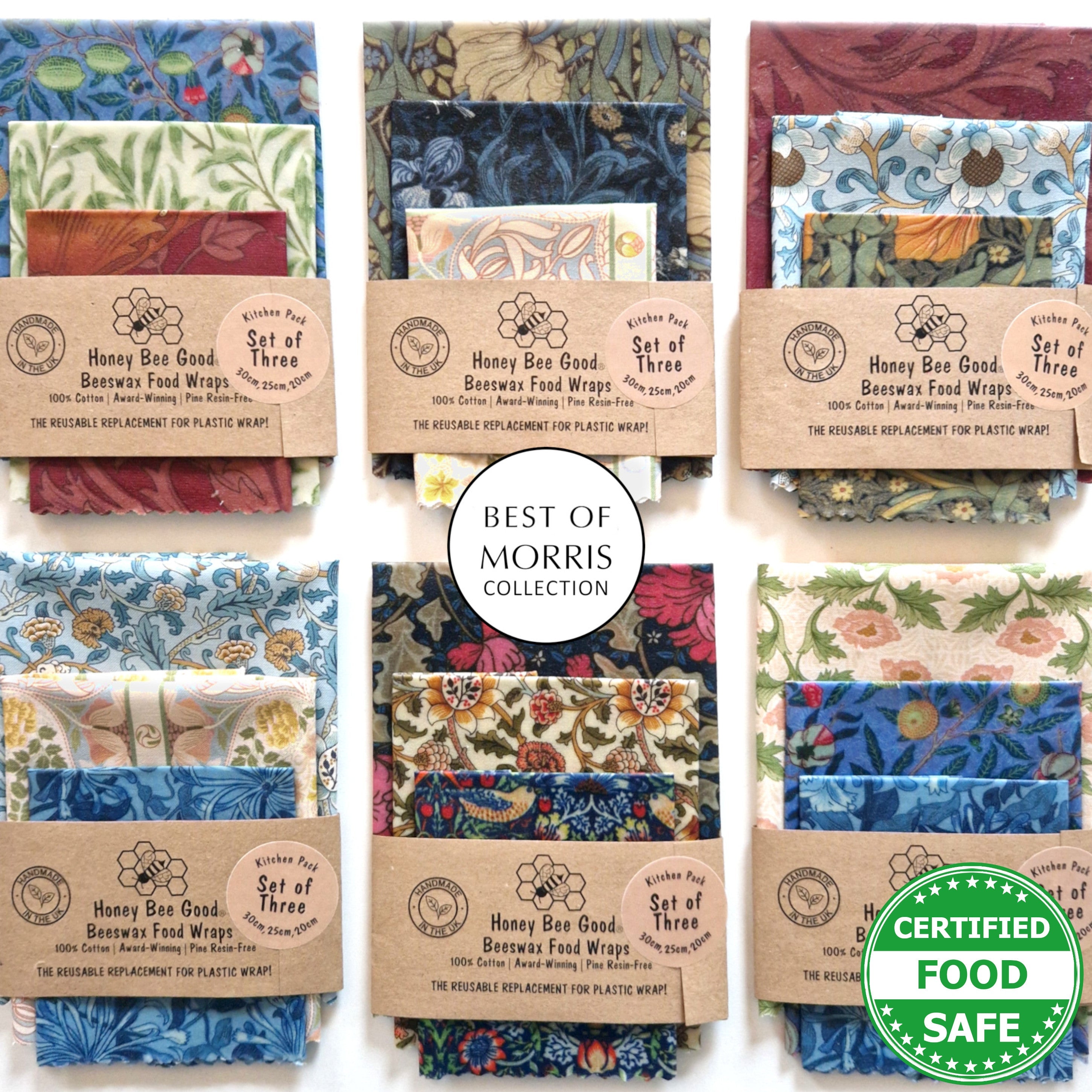 *William Morris Set of 3 Handmade Beeswax Wraps by Honey Bee Good | The Hackers Market