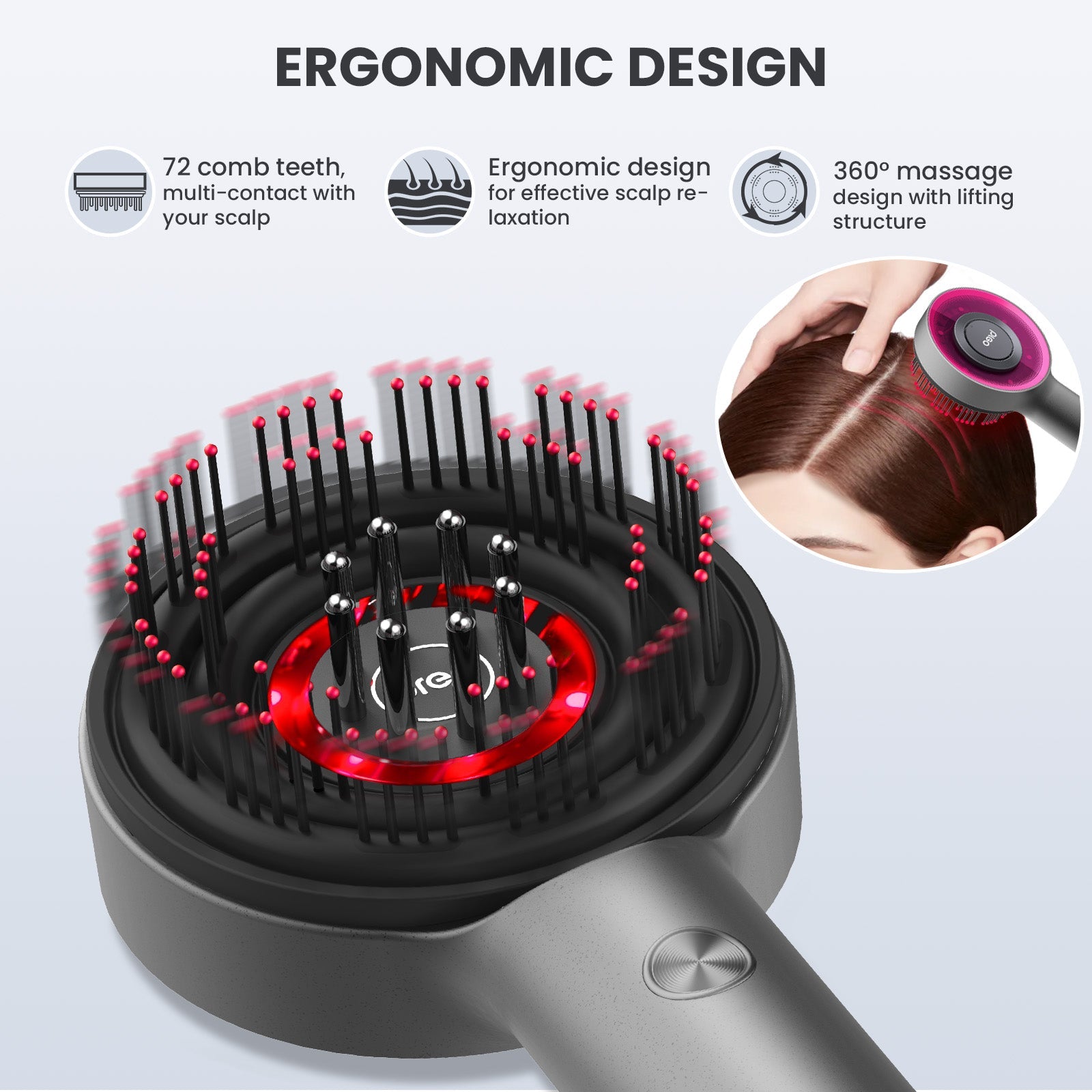 Breo Scalp 3 Electric Scalp Massager Brush with Red Light & Oil Applicator for Scalp Care