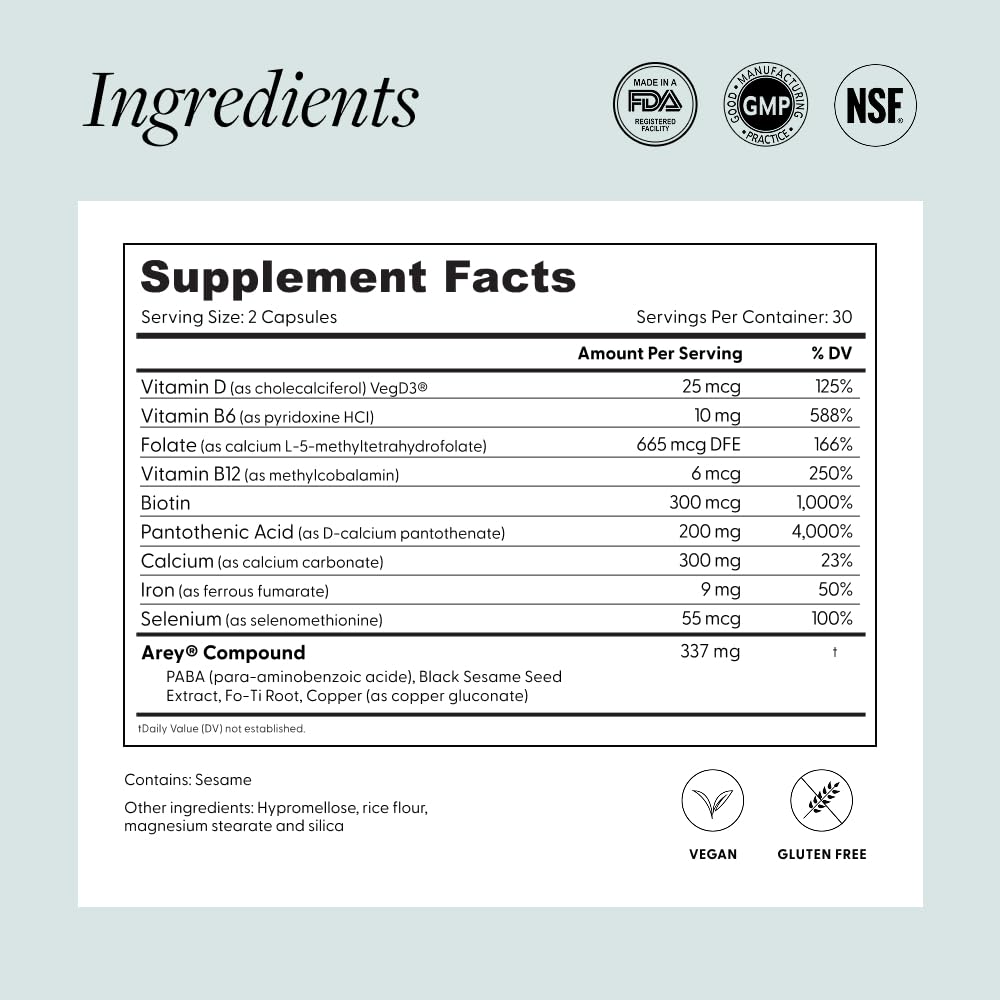 Not Today Grey - Daily Hair Supplement for Women & Men | Slow Greys & Repigment in 3–6 Months by Arey | The Hackers Market