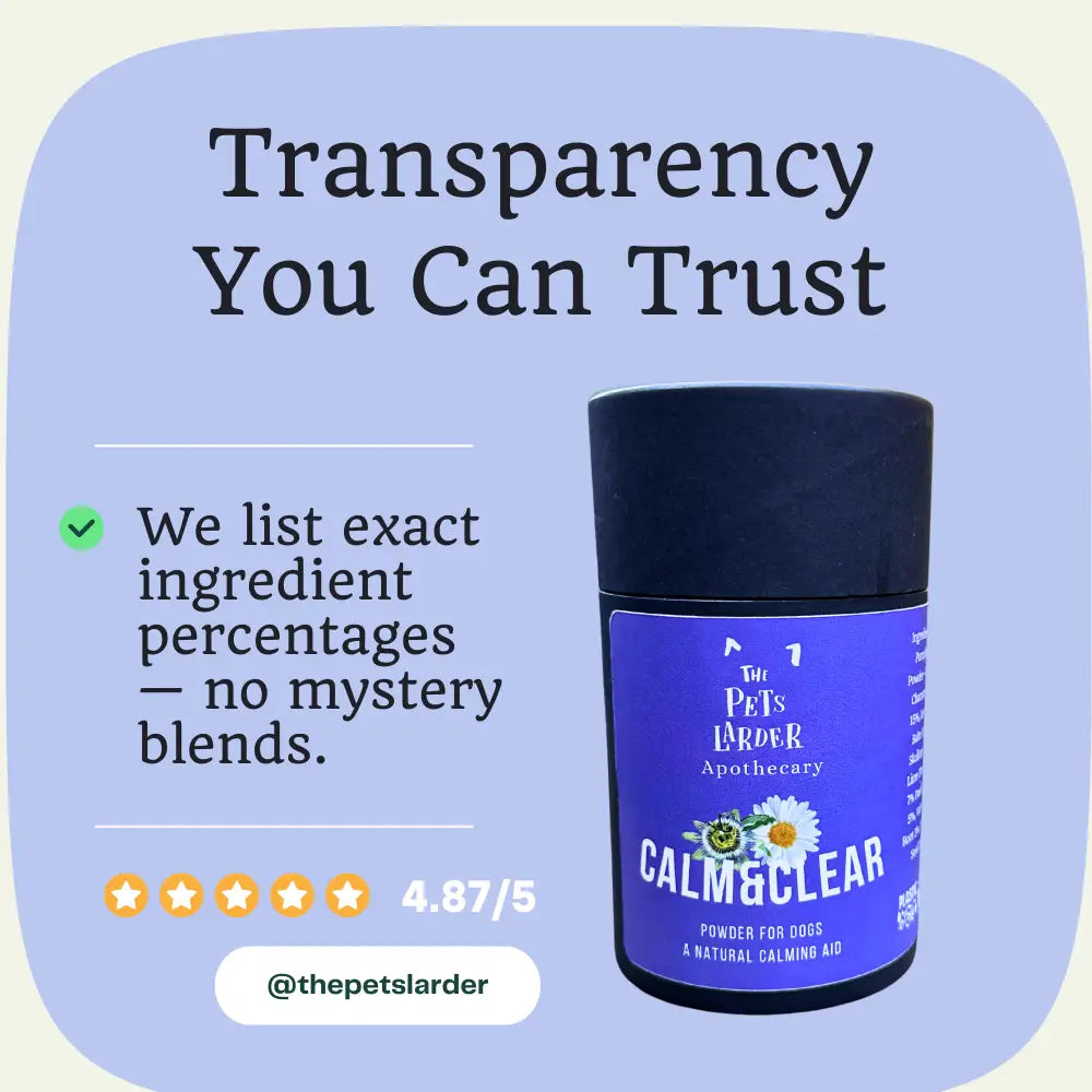 Calm & Clear – Natural Herbal Calming Supplement for Dogs by The Pets Larder | The Hackers Market
