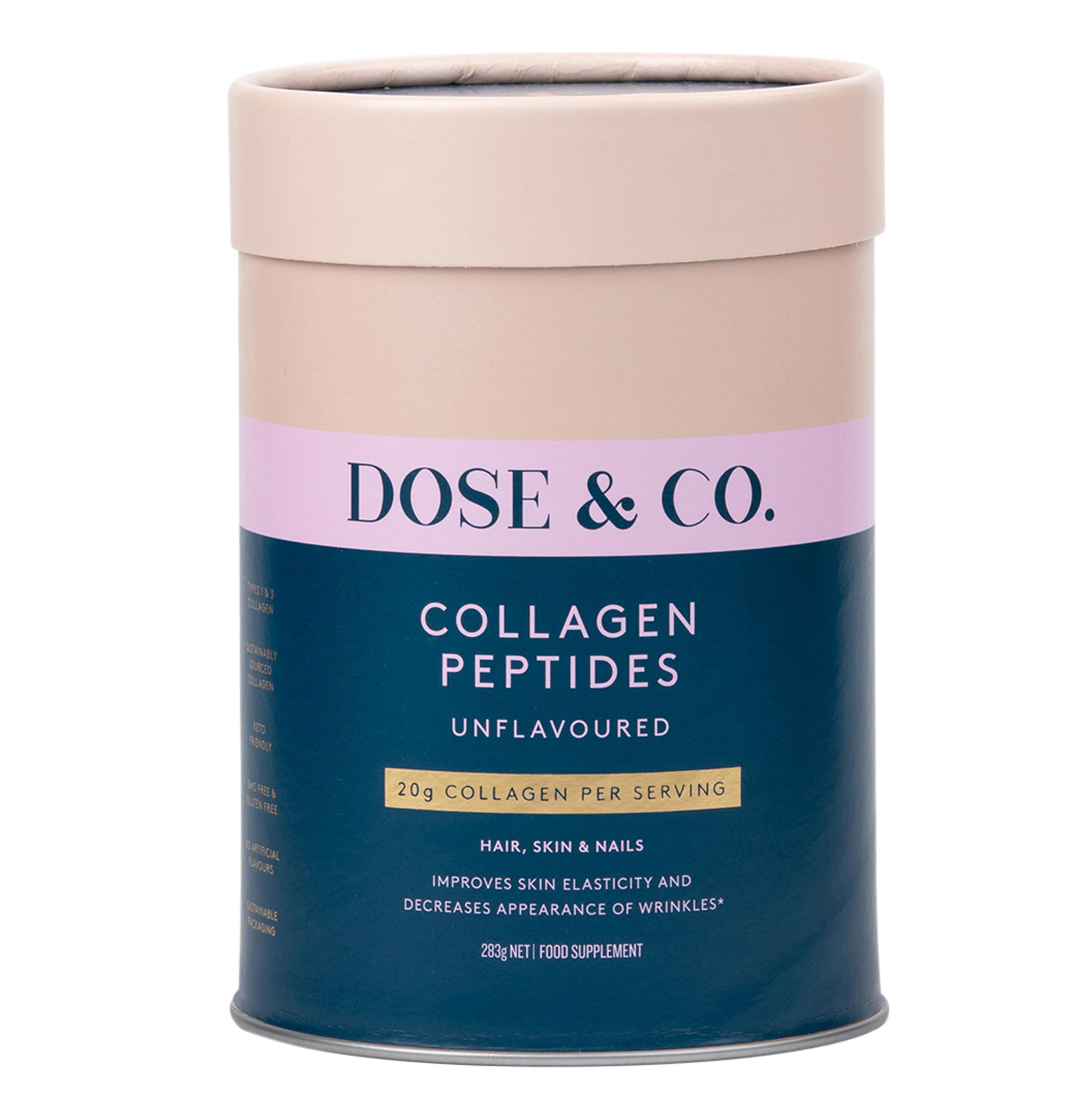 DOSE & CO Pure Collagen Peptides – Unflavored Powder, 10oz | Hair, Skin & Nails