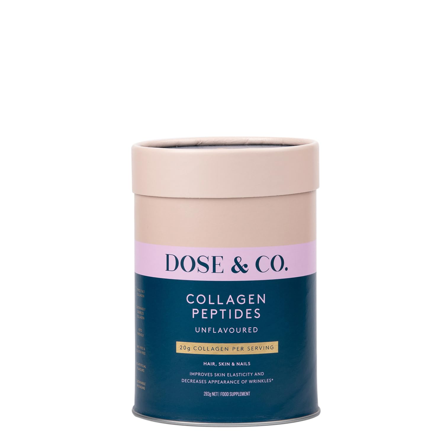 DOSE & CO Pure Collagen Peptides – Unflavored Powder, 10oz | Hair, Skin & Nails