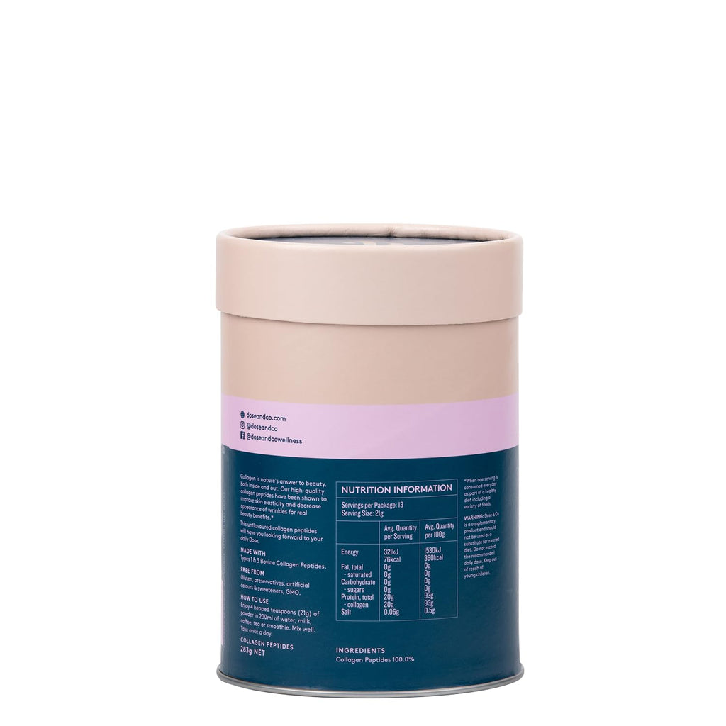 DOSE & CO Pure Collagen Peptides – Unflavored Powder, 10oz | Hair, Skin & Nails