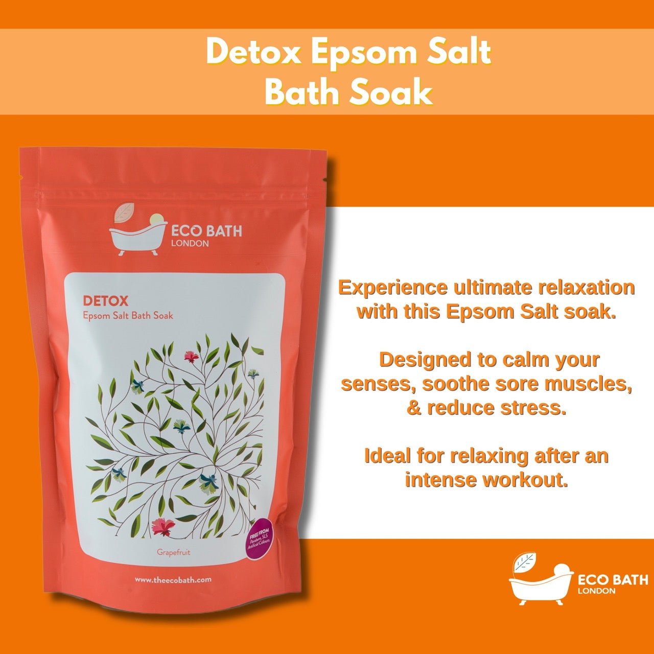 Eco Bath LondonDetox Epsom Salt Bath Soak - Pouch | 500g & 1000g
