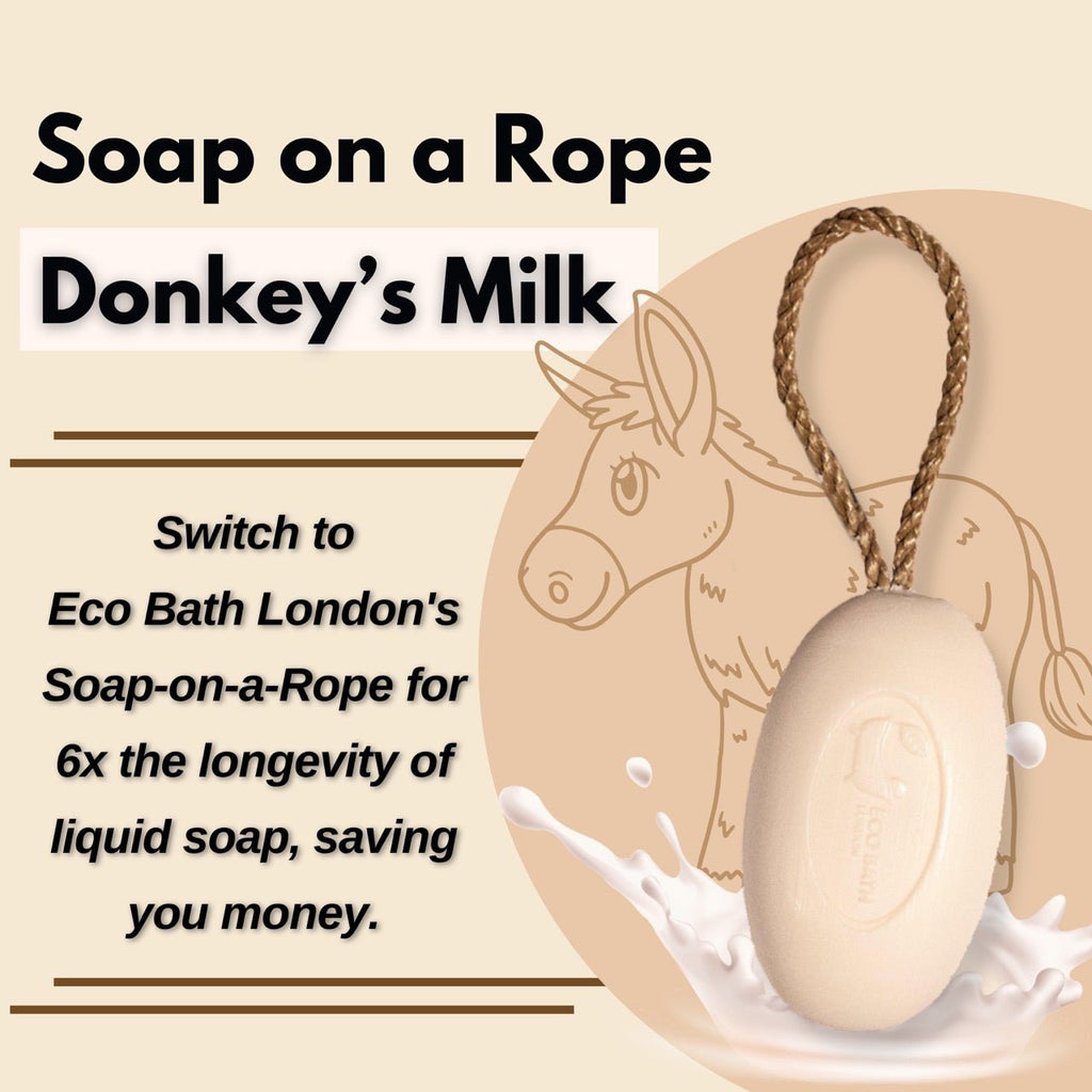 Eco Bath London Donkey’s Milk Soap on a Rope 220g - Luxurious and Eco Friendly Body Wash Bar with Shea Butter by Eco Bath London | The Hackers Market
