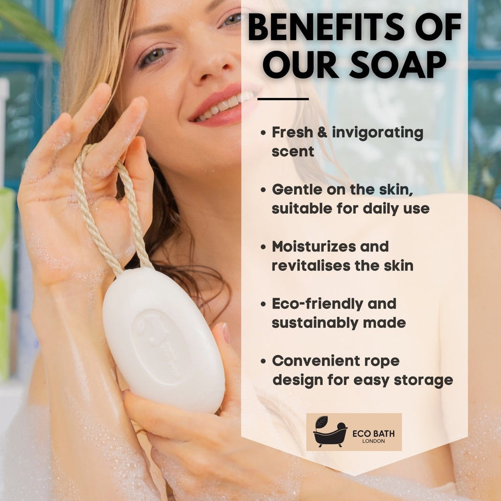 Eco Bath London Donkey’s Milk Soap on a Rope 220g - Luxurious and Eco Friendly Body Wash Bar with Shea Butter by Eco Bath London | The Hackers Market