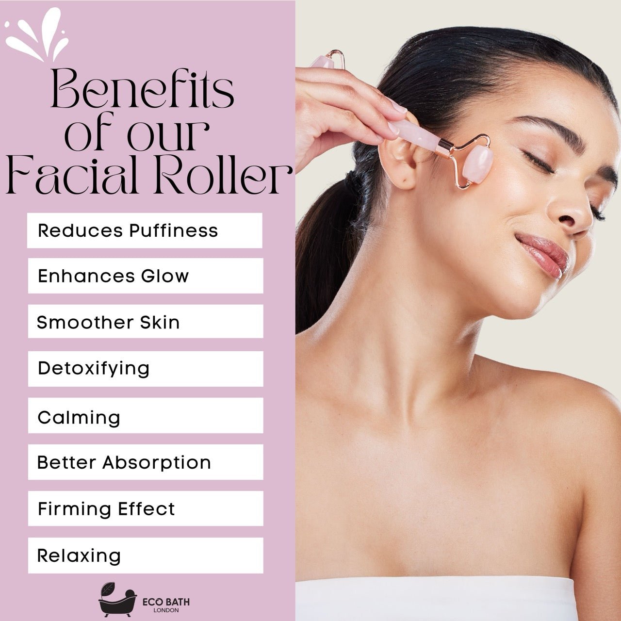 Eco Bath London Jade Face Roller - Rose Quartz