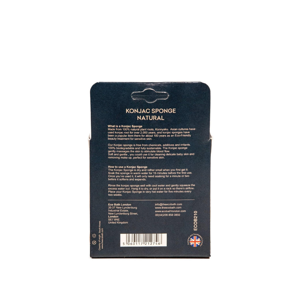 Eco Bath London Konjac Sponge Natural White - Natural Exfoliating Sponge for Facial Deep Cleansing, Gentle Face Cleansing Facial Sponge