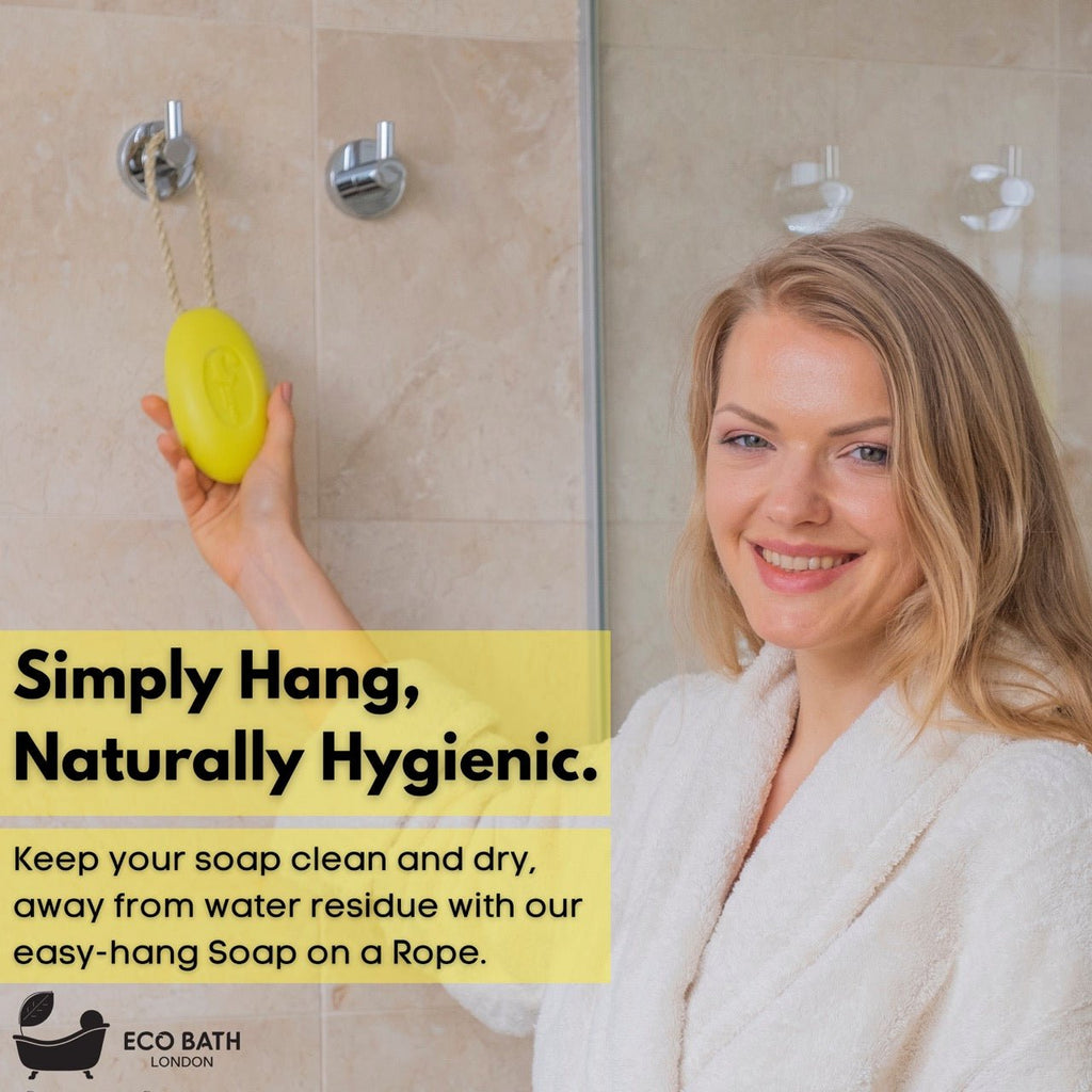 Eco Bath London Lime Soap on a Rope 220g - Luxury Eco-Friendly Lime Soap, Refreshing Body Wash Bar with Shea Butter