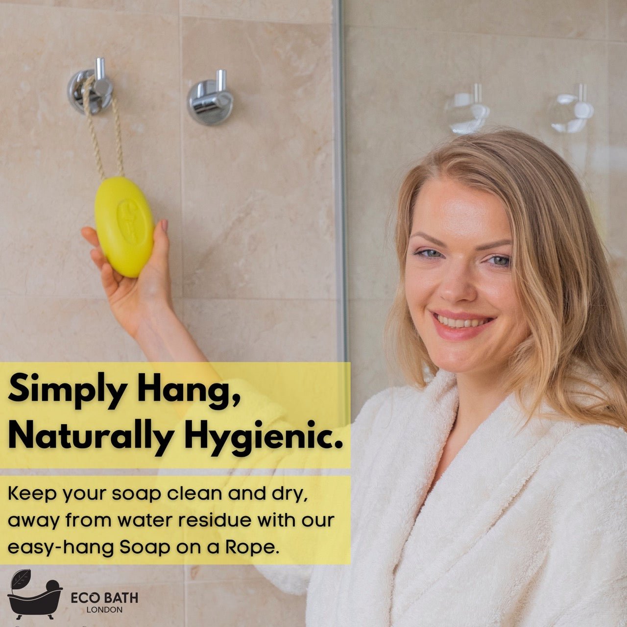 Eco Bath London Lime Soap on a Rope 220g - Luxury Eco-Friendly Lime Soap, Refreshing Body Wash Bar with Shea Butter