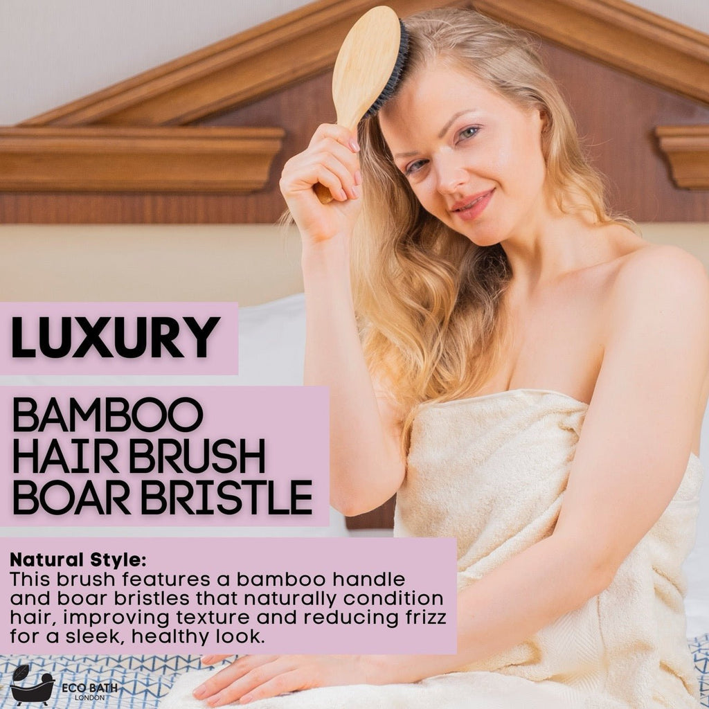 Eco Bath London Bamboo Hair Brush with Boar Bristles - Eco-Friendly Detangling Hairbrush for All Hair Types by Eco Bath London | The Hackers Market