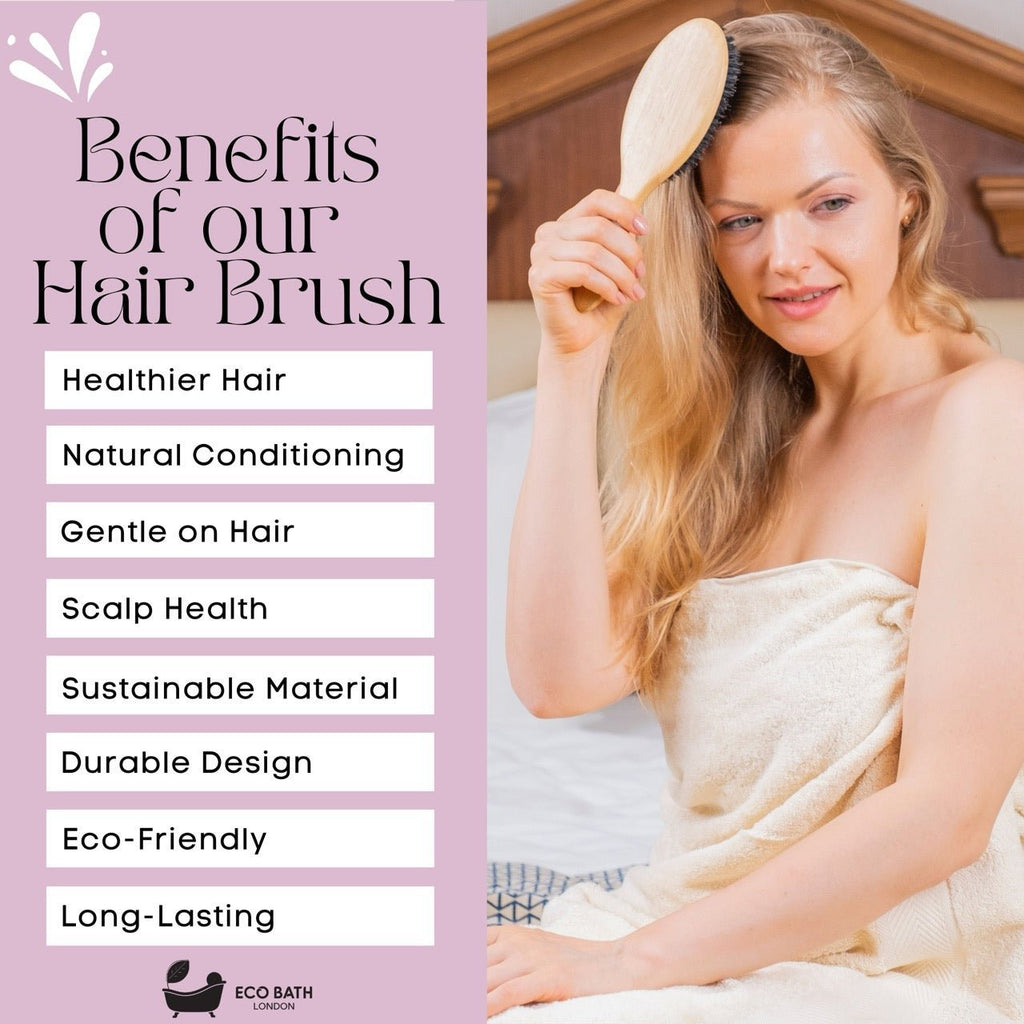 Eco Bath London Bamboo Hair Brush with Boar Bristles - Eco-Friendly Detangling Hairbrush for All Hair Types by Eco Bath London | The Hackers Market