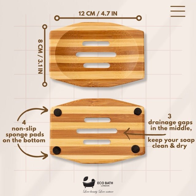 Eco Bath London Bamboo Stripes Rectangle Soap Dish