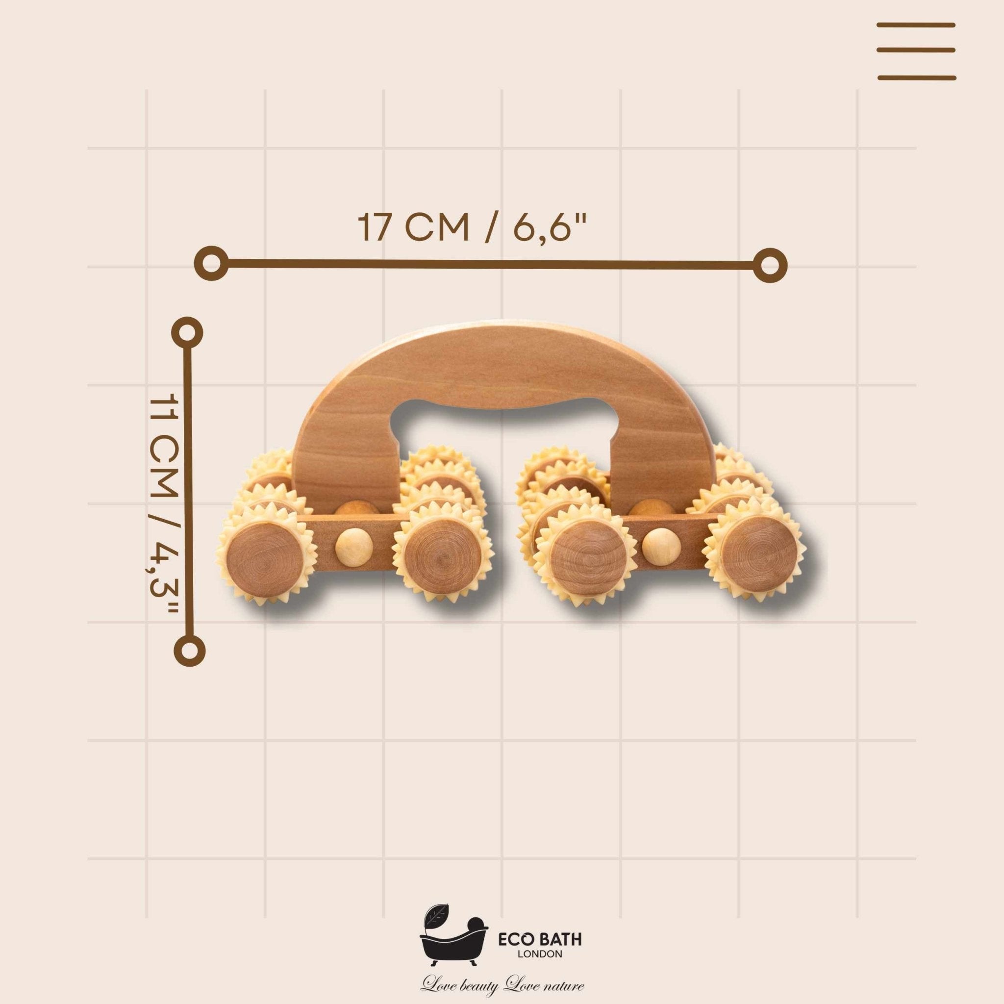 Eco Bath London Deluxe Massager - Natural Wooden Back Massager