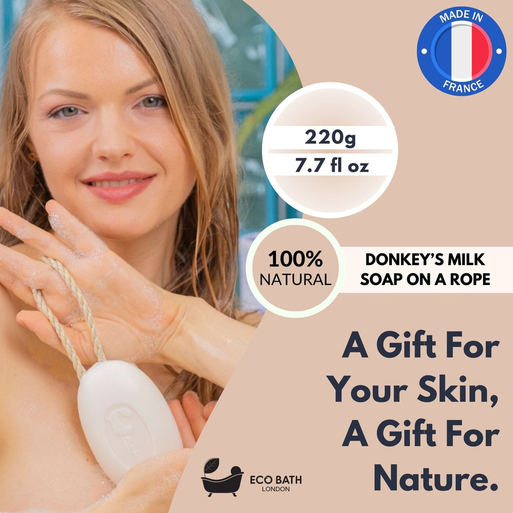 Eco Bath London Donkey’s Milk Soap on a Rope 220g - Luxurious and Eco Friendly Body Wash Bar with Shea Butter by Eco Bath London | The Hackers Market