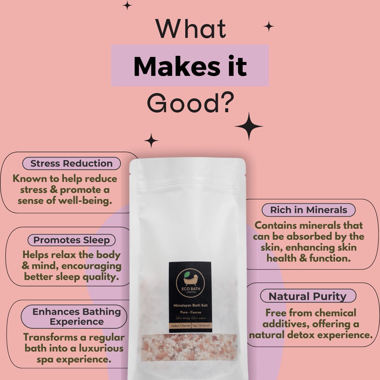 Eco Bath London Himalayan Bath Salt Coarse Plain - 1 KG