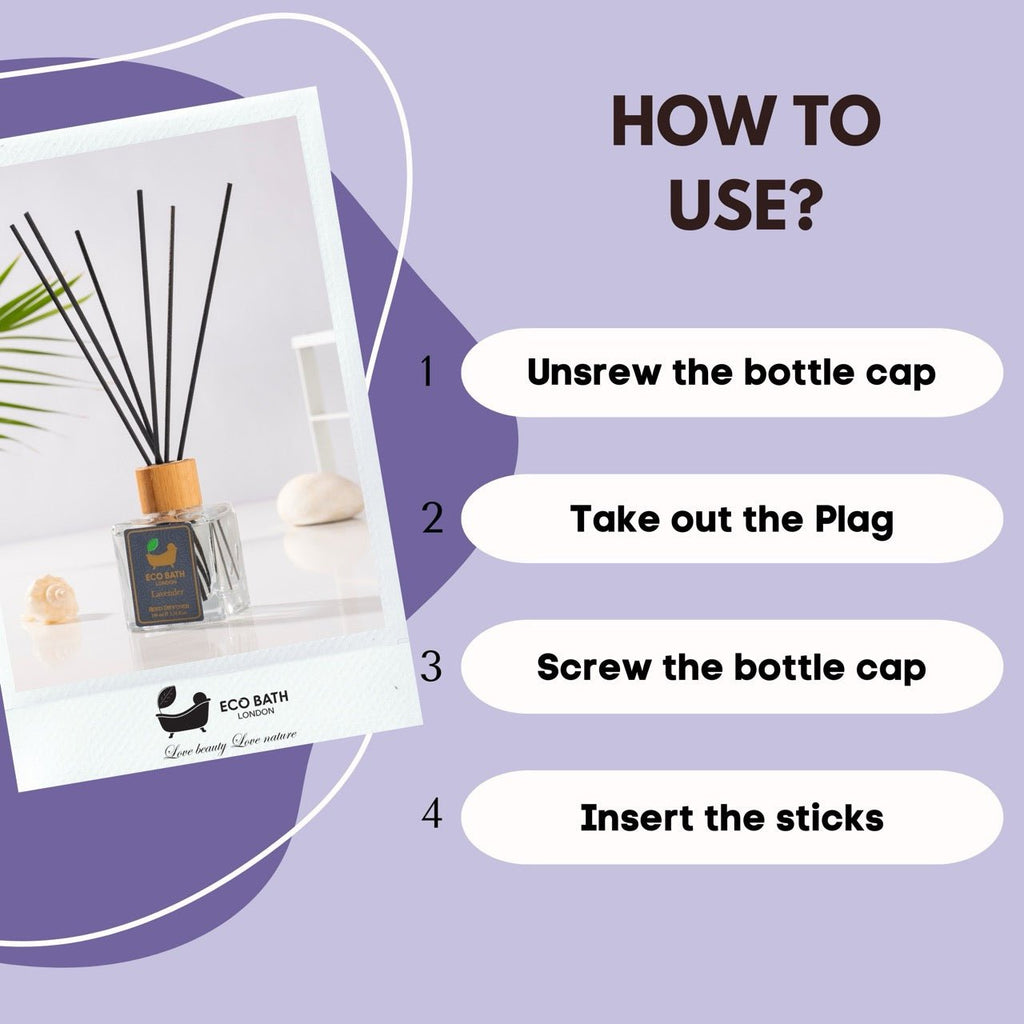 Eco Bath London French Lavender Reed Diffuser - Luxurious Home Fragrance with Natural Essential French Lavender Oil, 100ml (3.38 Fl.Oz) by Eco Bath London | The Hackers Market
