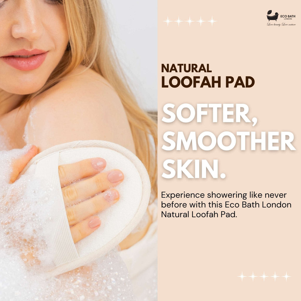 Eco Bath London Natural Loofah Pad - Exfoliating Loofah Bath Sponge for Women and Men