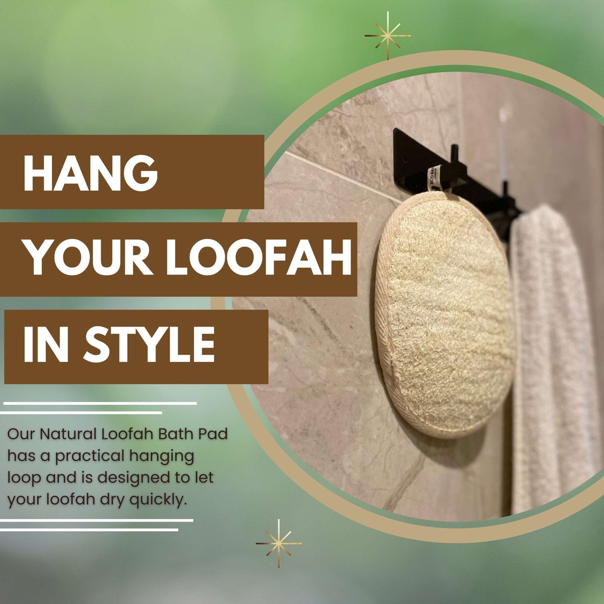 Eco Bath London Natural Loofah Pad - Exfoliating Loofah Bath Sponge for Women and Men
