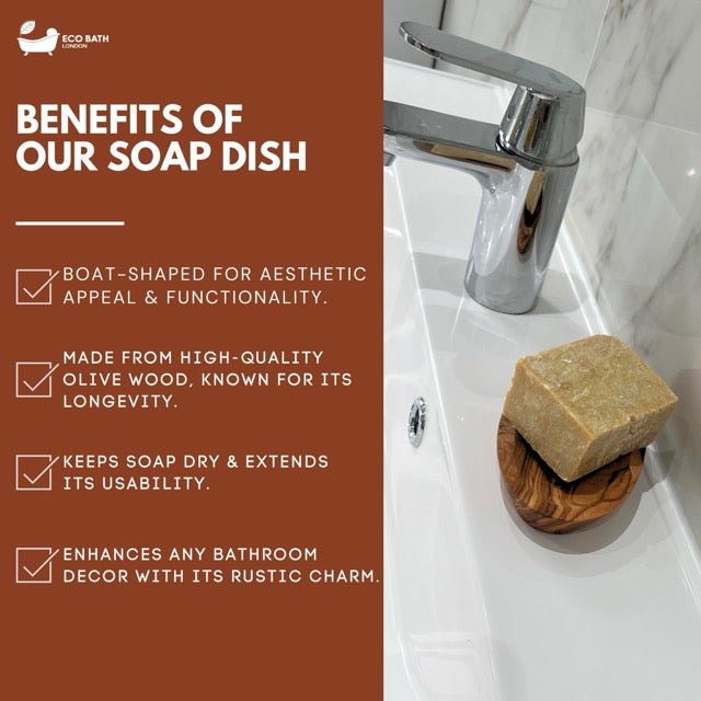 Eco Bath London Olive Wood Boat Shape Soap Dish