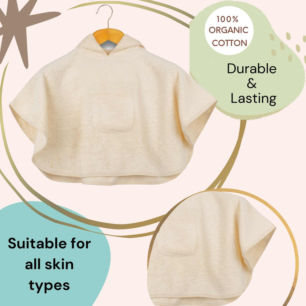 Eco Bath London Organic Cotton Baby Poncho - Luxuriously Soft, Undyed and Unbleached
