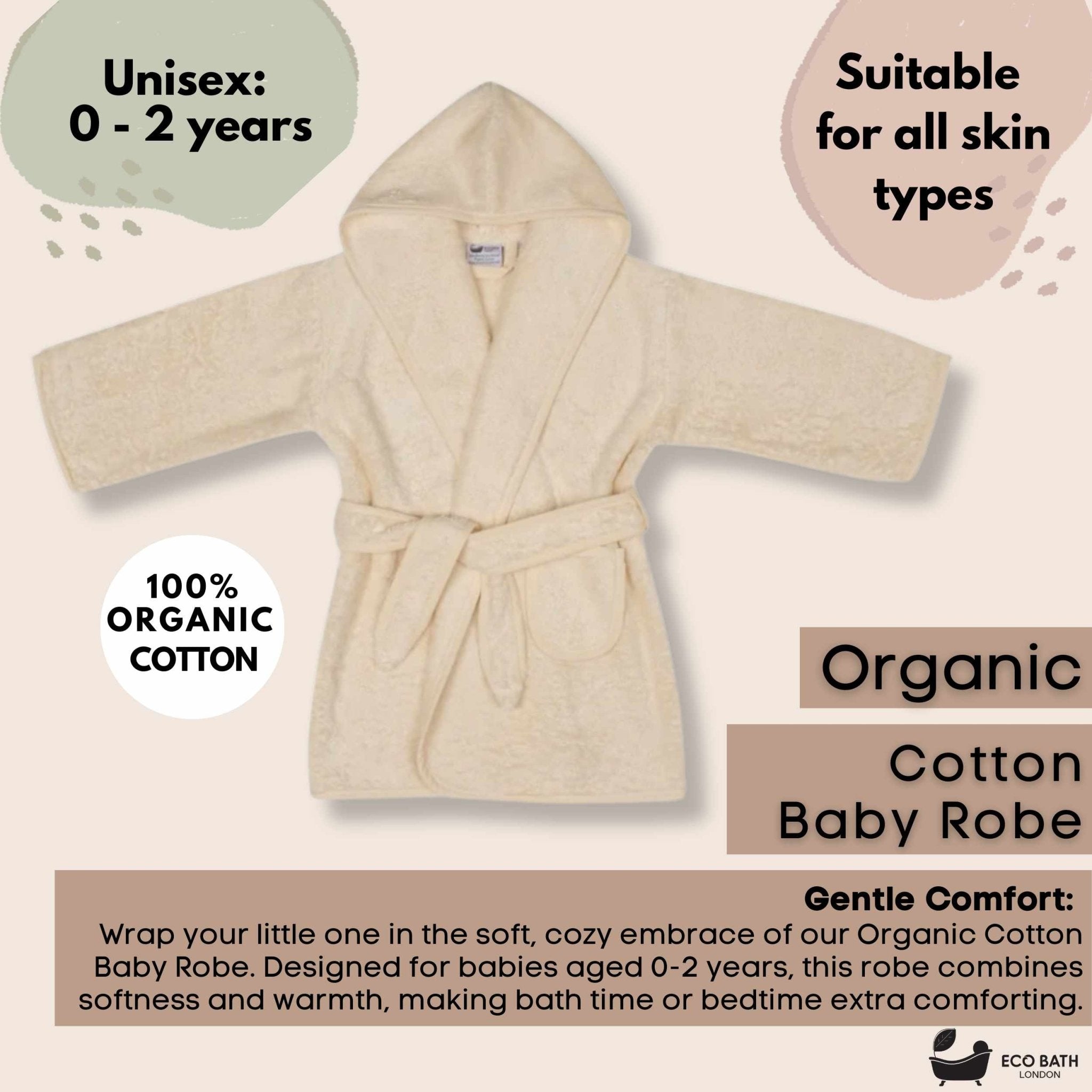 Eco Bath London Organic Cotton Baby Robe - Available in Sizes 0-2 Years and 3-5 Years by Eco Bath London | The Hackers Market