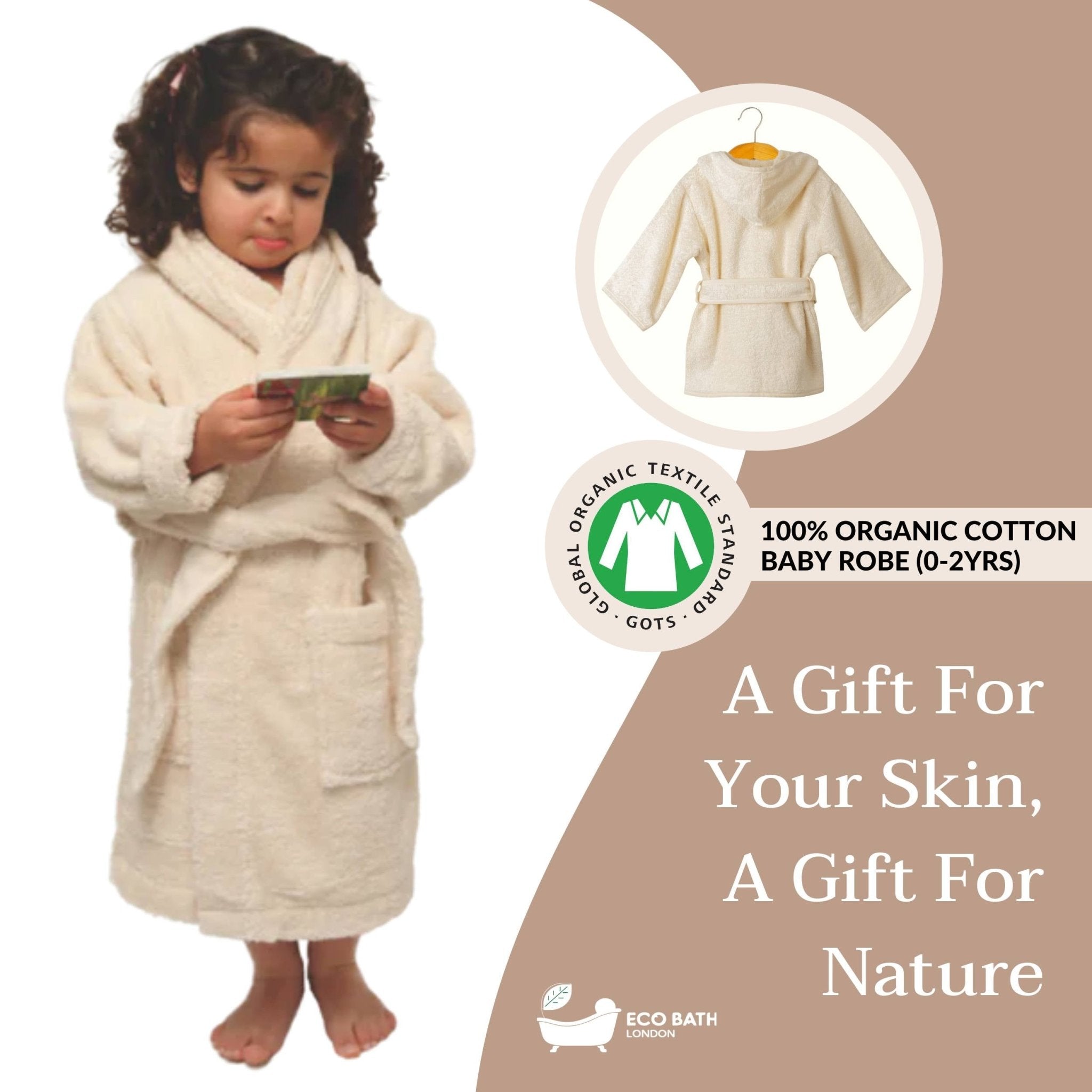 Eco Bath London Organic Cotton Baby Robe - Available in Sizes 0-2 Years and 3-5 Years by Eco Bath London | The Hackers Market