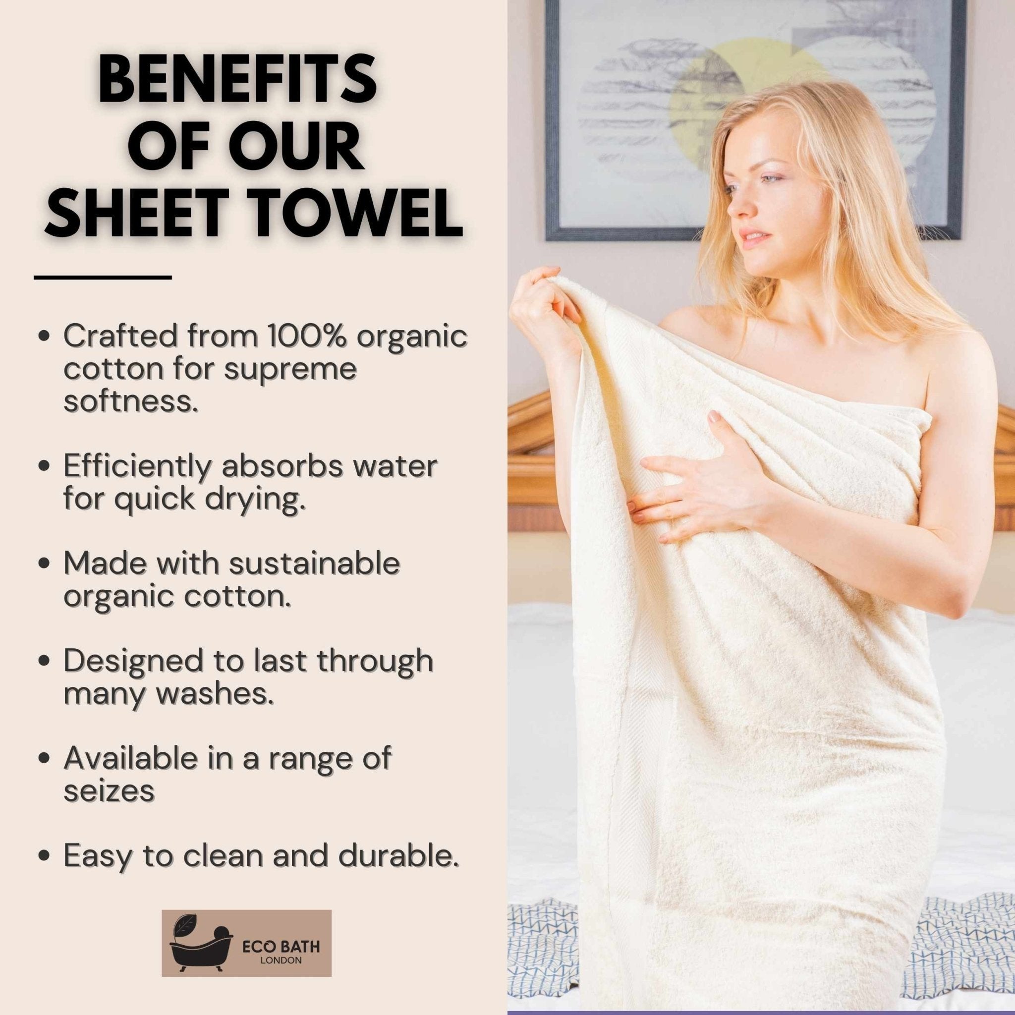 Eco Bath London Organic Cotton Bath Towel - Available in Multiple Sizes