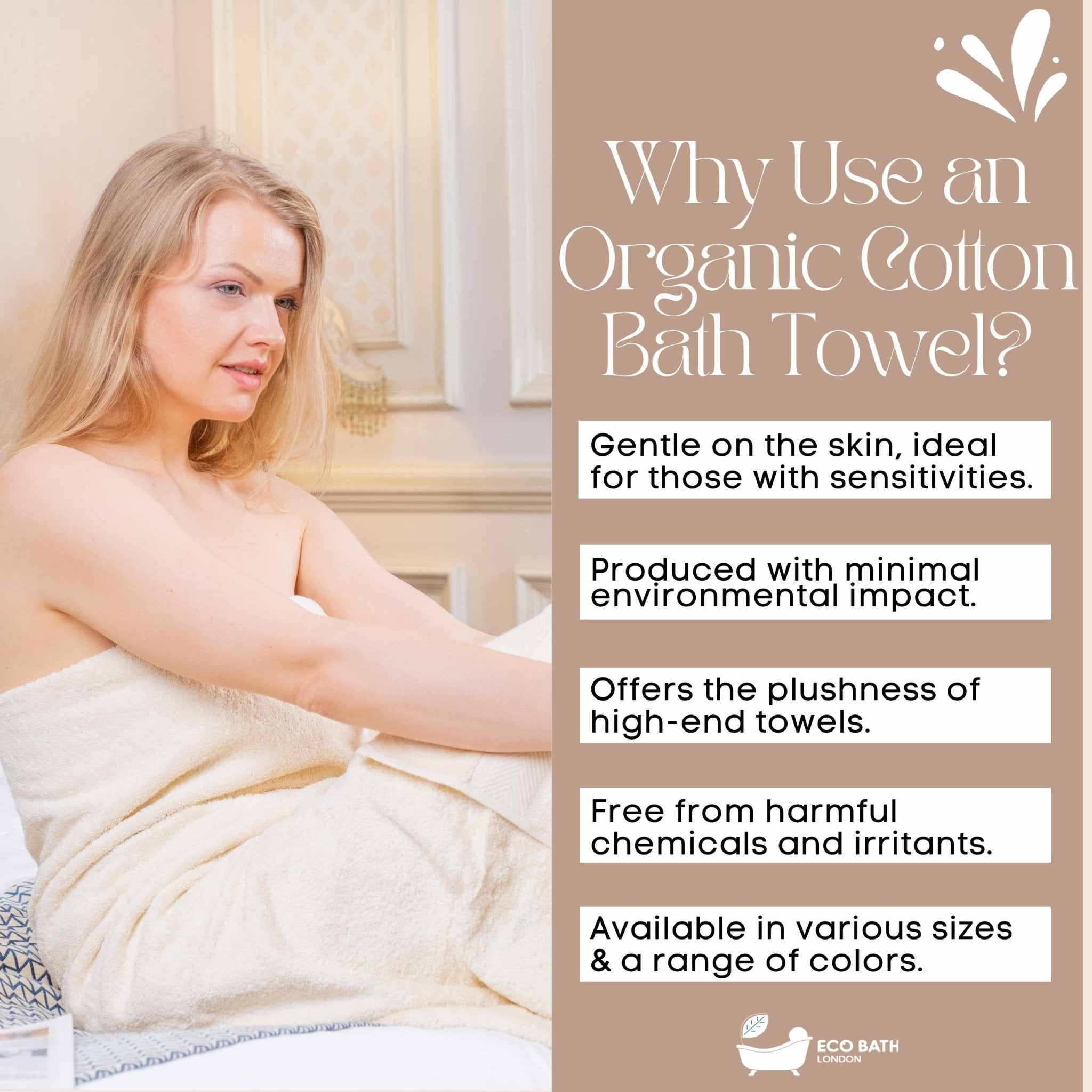 Eco Bath London Organic Cotton Bath Towel - Available in Multiple Sizes