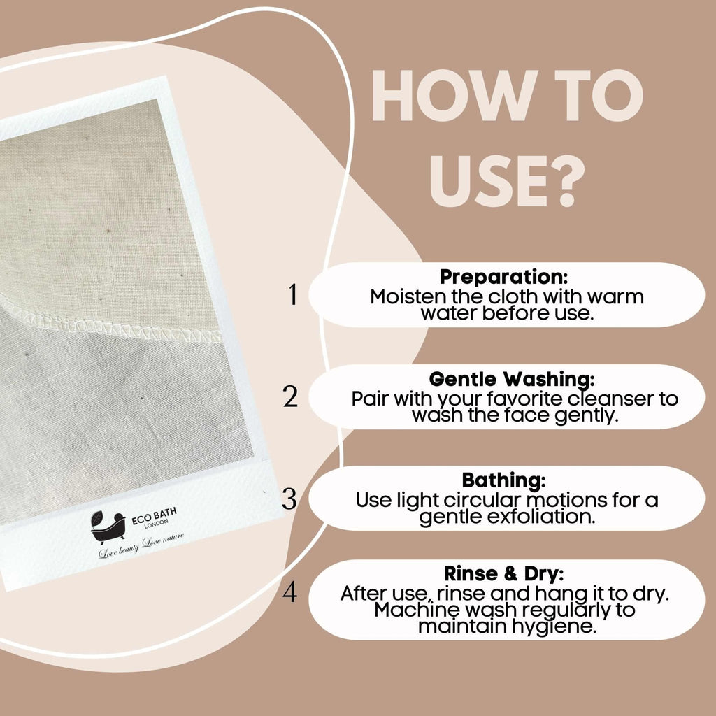 Eco Bath London Organic Cotton Muslin Face Cloth - Pack of 6, Available in Natural and White Colours