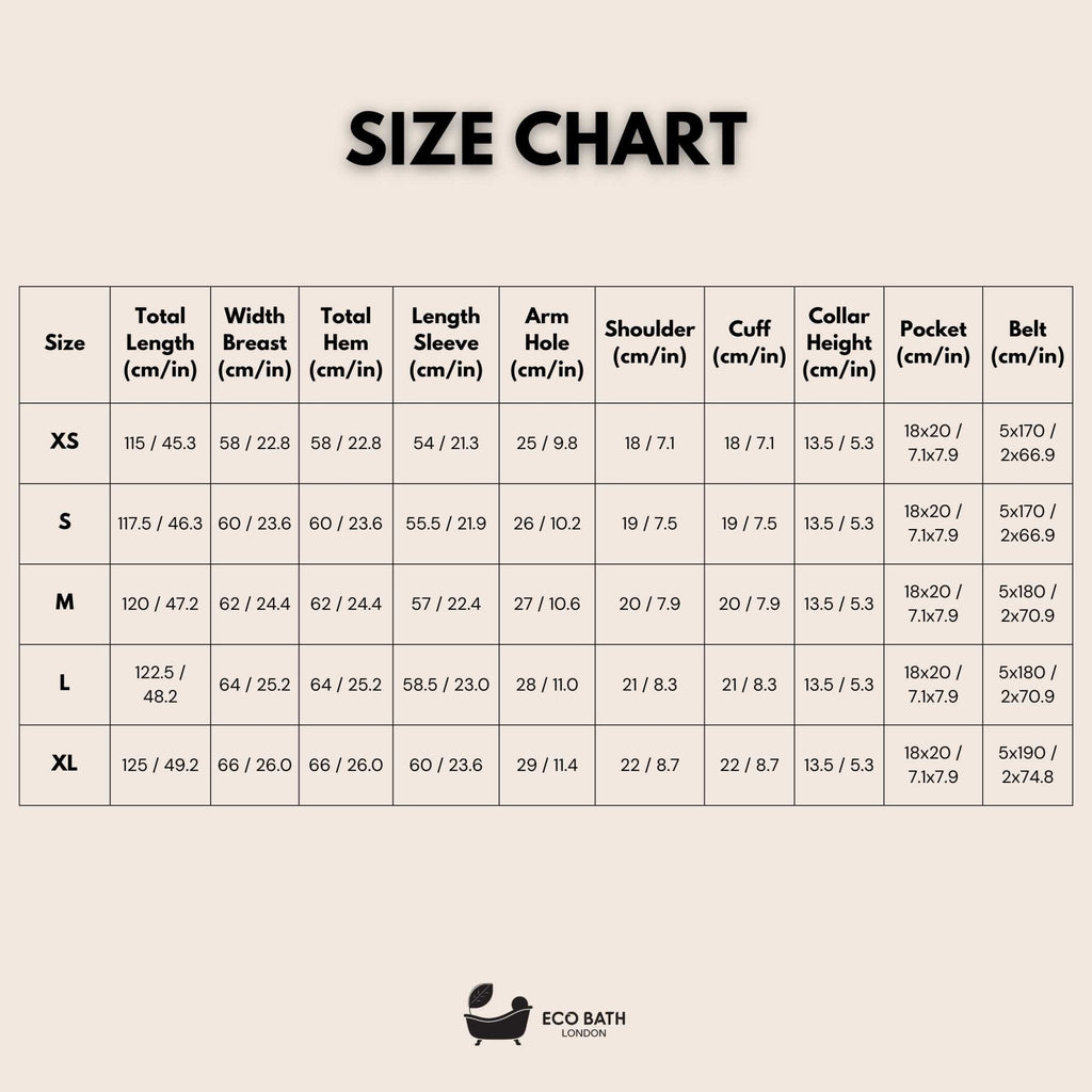 Eco Bath London Organic Cotton Shawl Collar Bath Robe - 100% Certified Organic Cotton