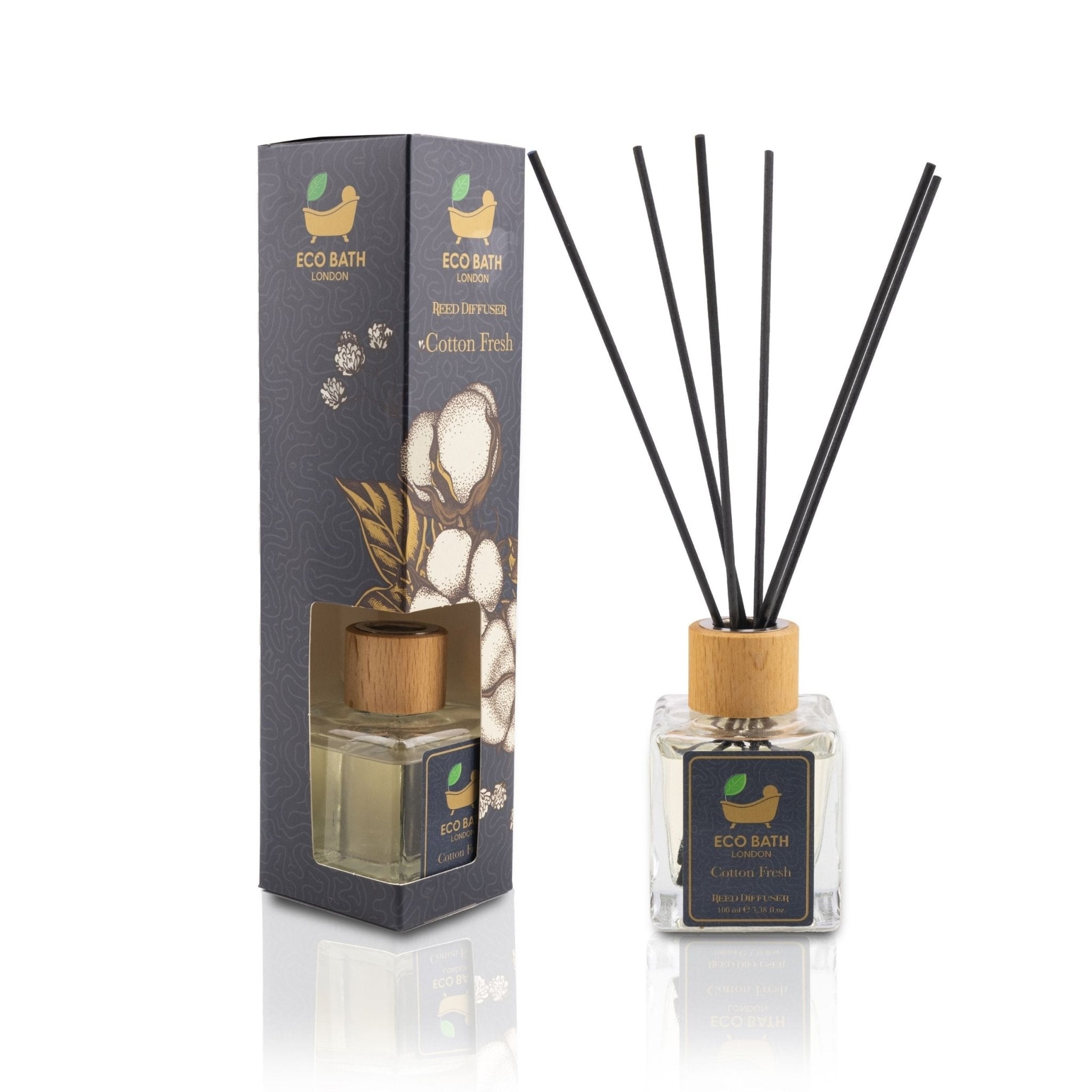 Eco Bath London Reed Diffuser Collection - Luxurious Home Fragrance, Long-Lasting Room Diffusers with Natural Essential Oils, 100ml (3.38 Fl.Oz), Multiple Scents Available