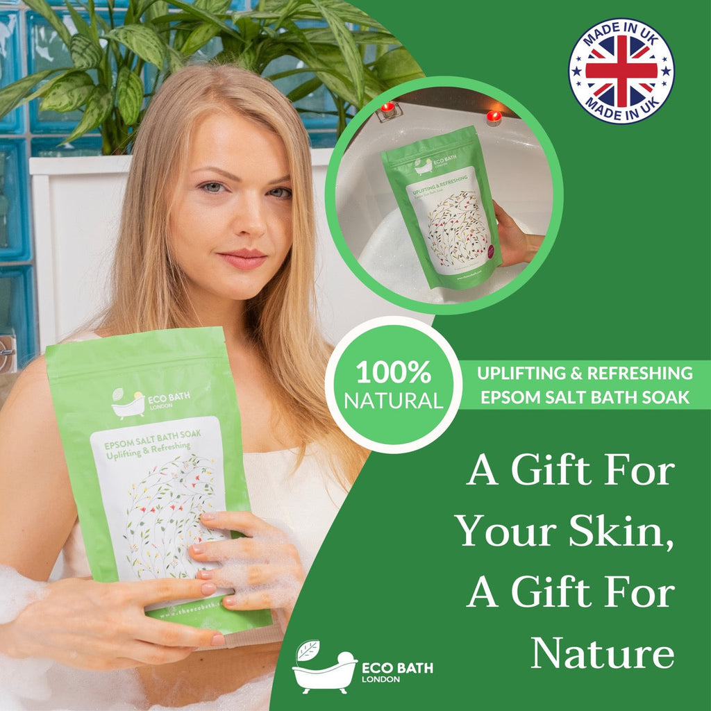 Eco Bath London Uplifting and Refreshing Epsom Salt Bath Soak Pouch | 500g & 1000g