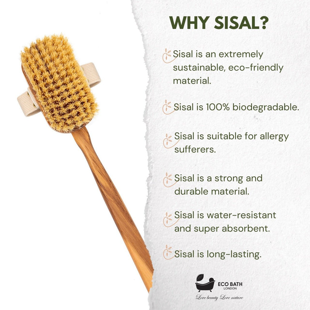 Eco Bath London Luxury Natural Sisal Olive Wood Body Brush - The Ultimate Dry Brushing Body Brush by Eco Bath London | The Hackers Market