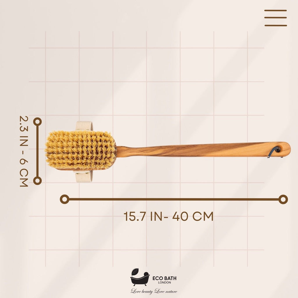 Eco Bath London Luxury Natural Sisal Olive Wood Body Brush - The Ultimate Dry Brushing Body Brush by Eco Bath London | The Hackers Market