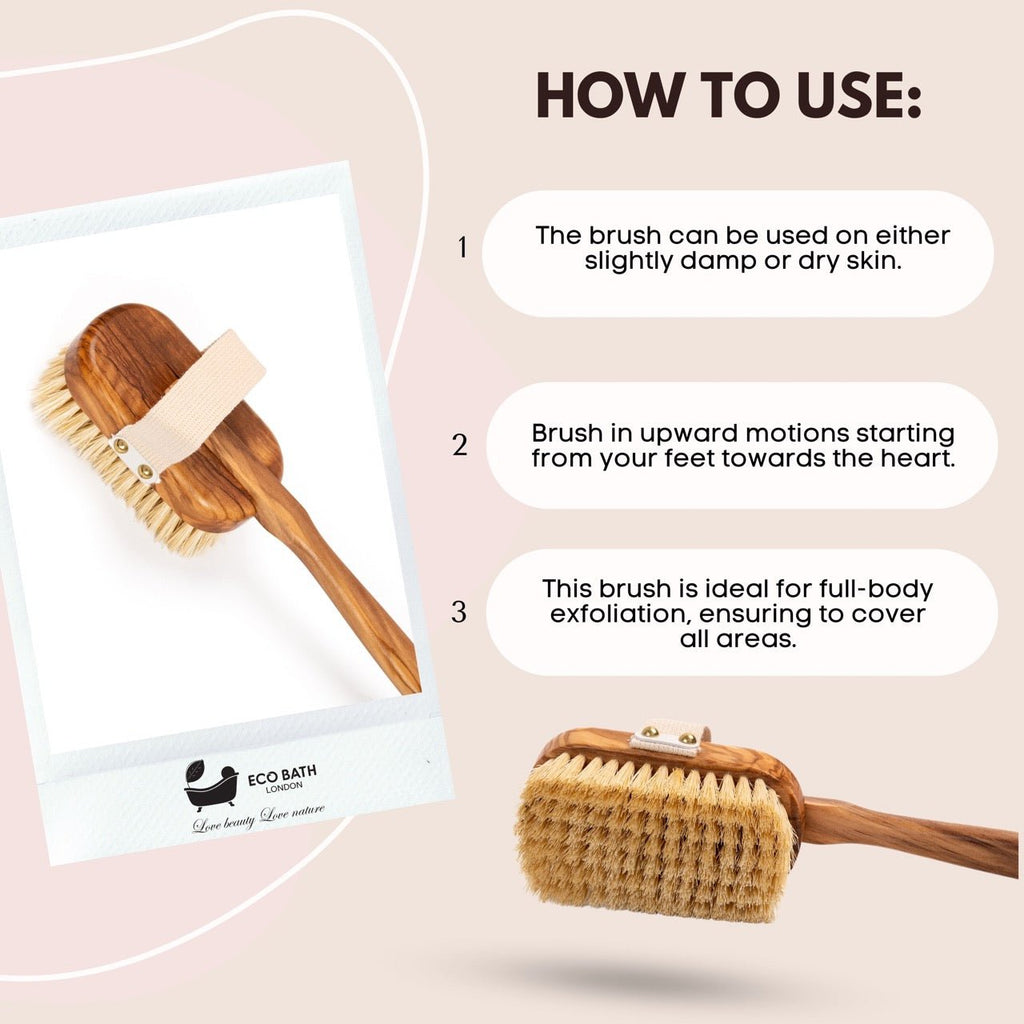 Eco Bath London Luxury Natural Sisal Olive Wood Body Brush - The Ultimate Dry Brushing Body Brush by Eco Bath London | The Hackers Market